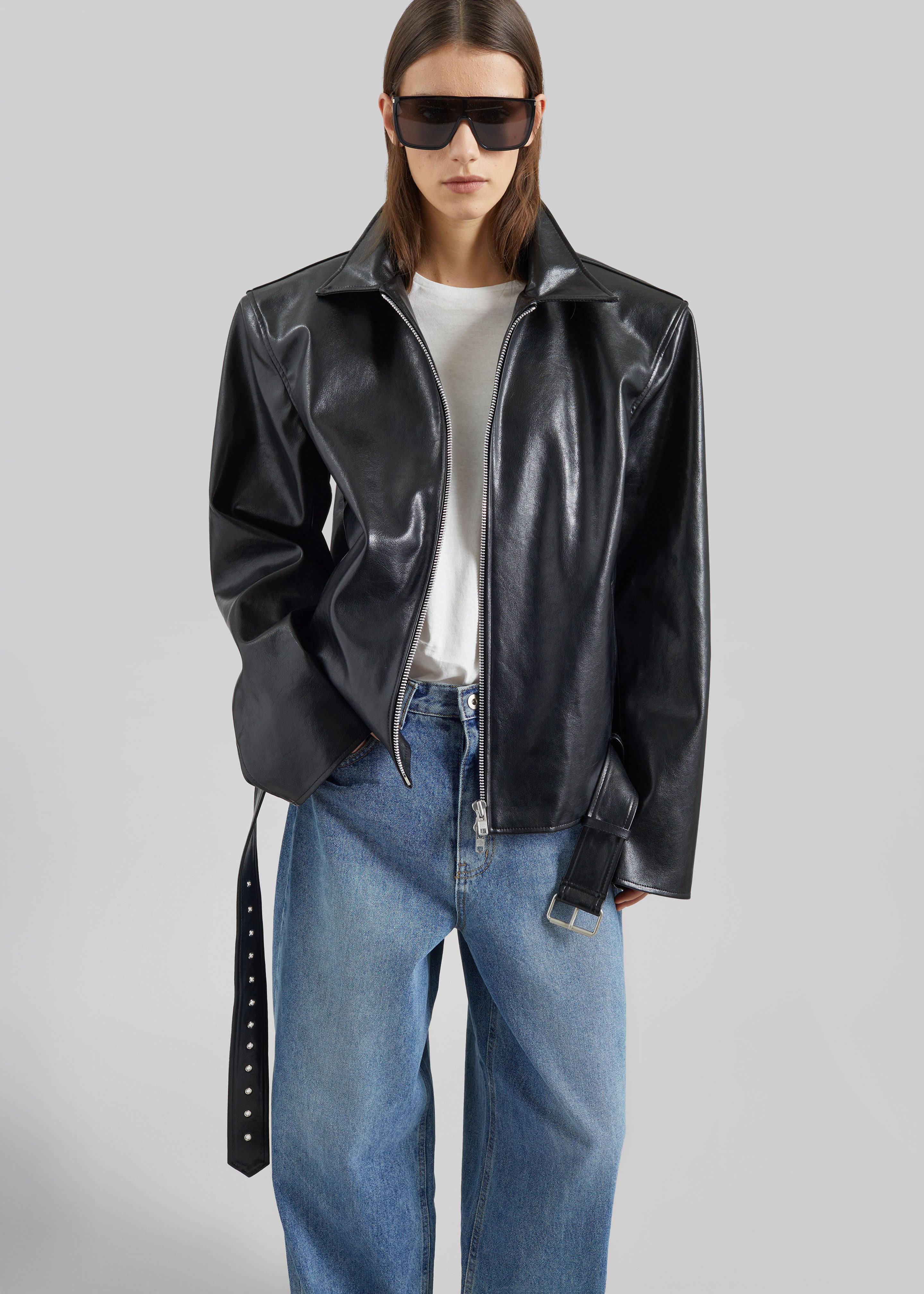 Norbury Faux Leather Jacket - Black - 5