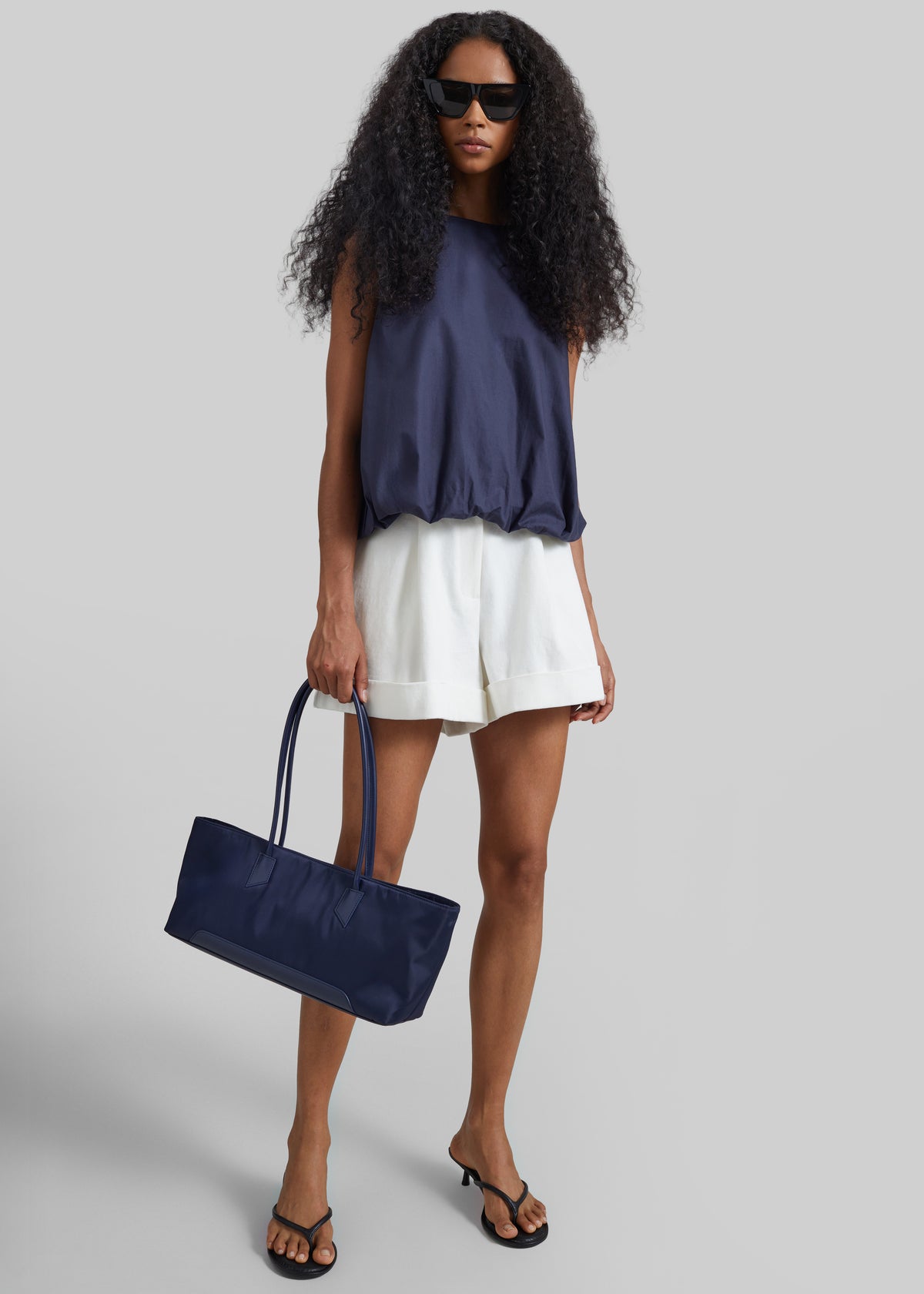 Norea Sleeveless Balloon Top - Navy - 1