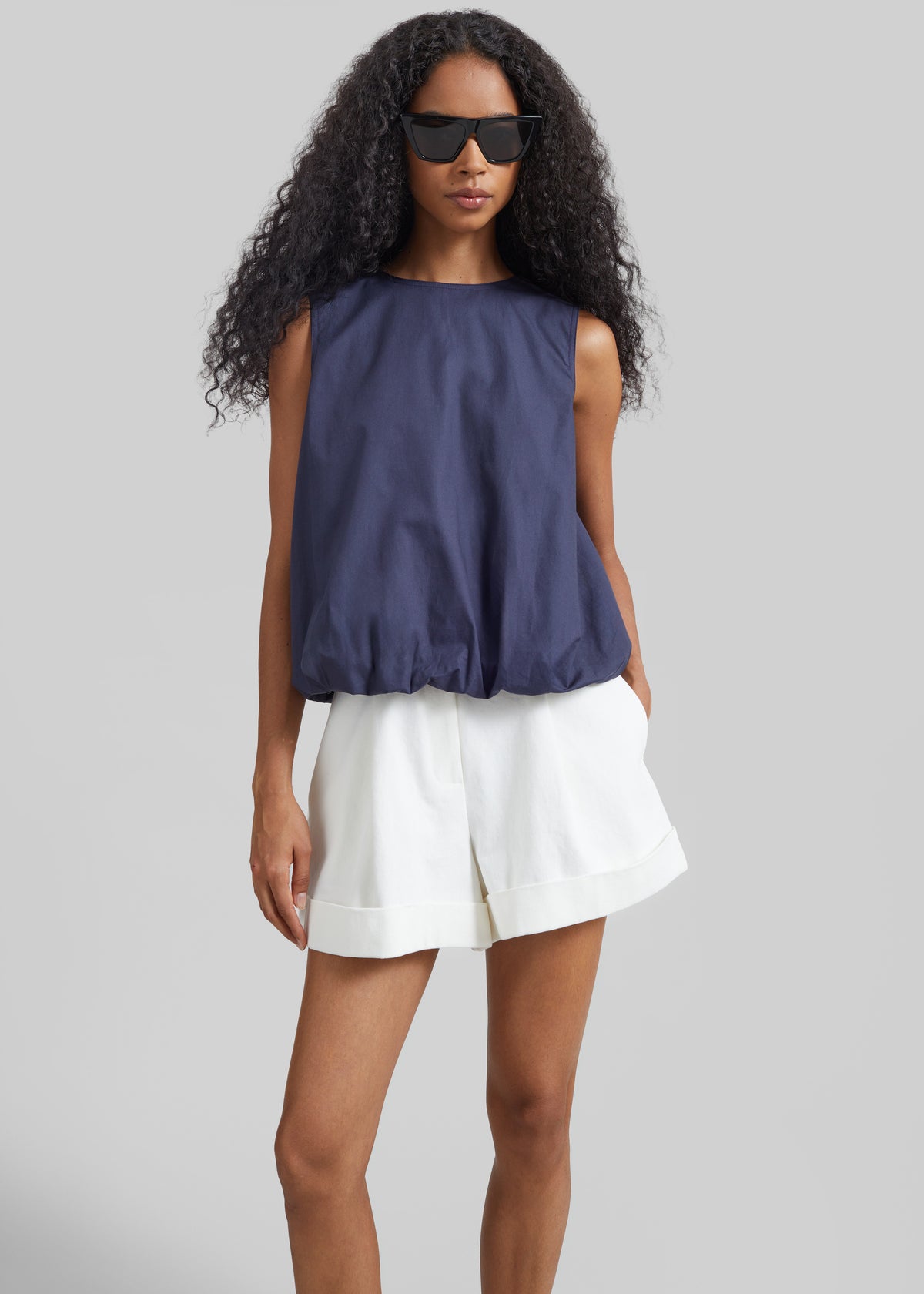 Norea Sleeveless Balloon Top - Navy - 2