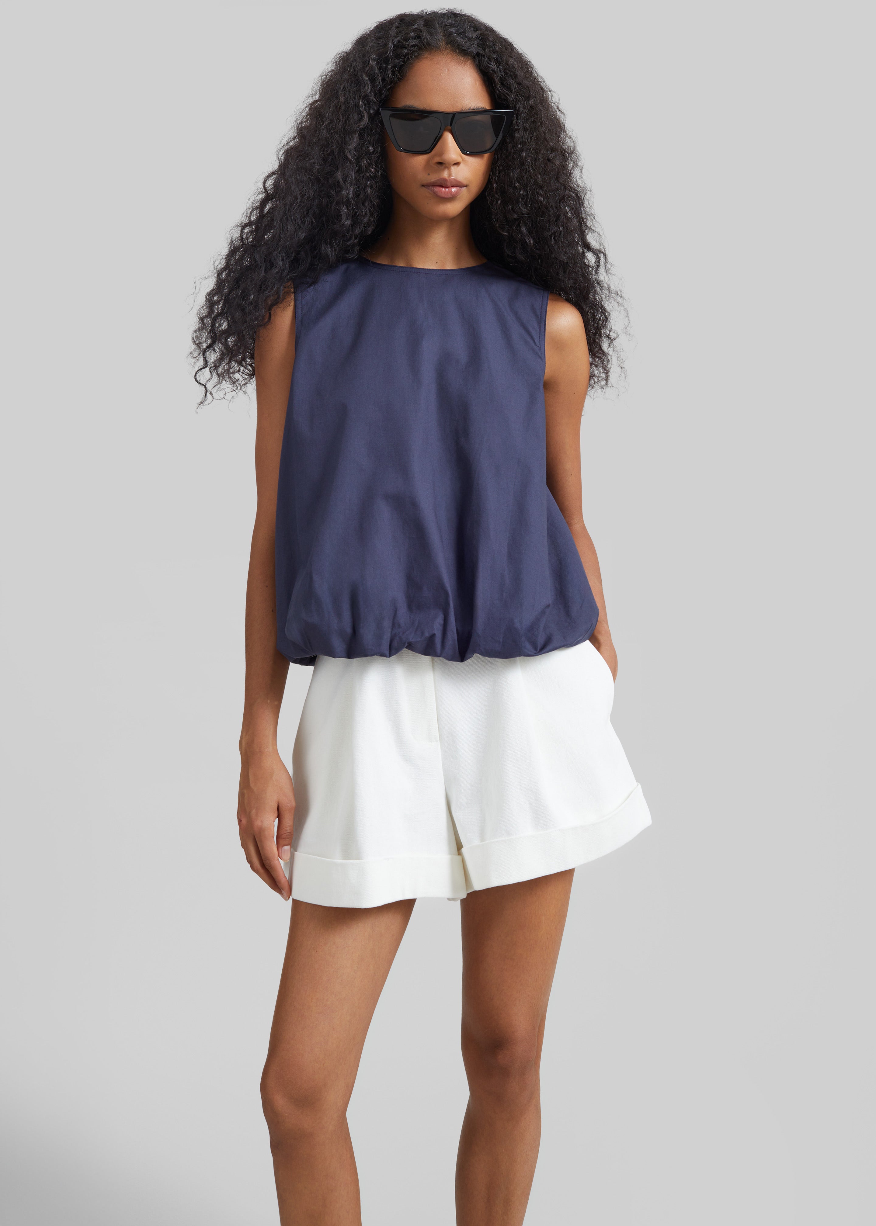 Norea Sleeveless Balloon Top - Navy - 2