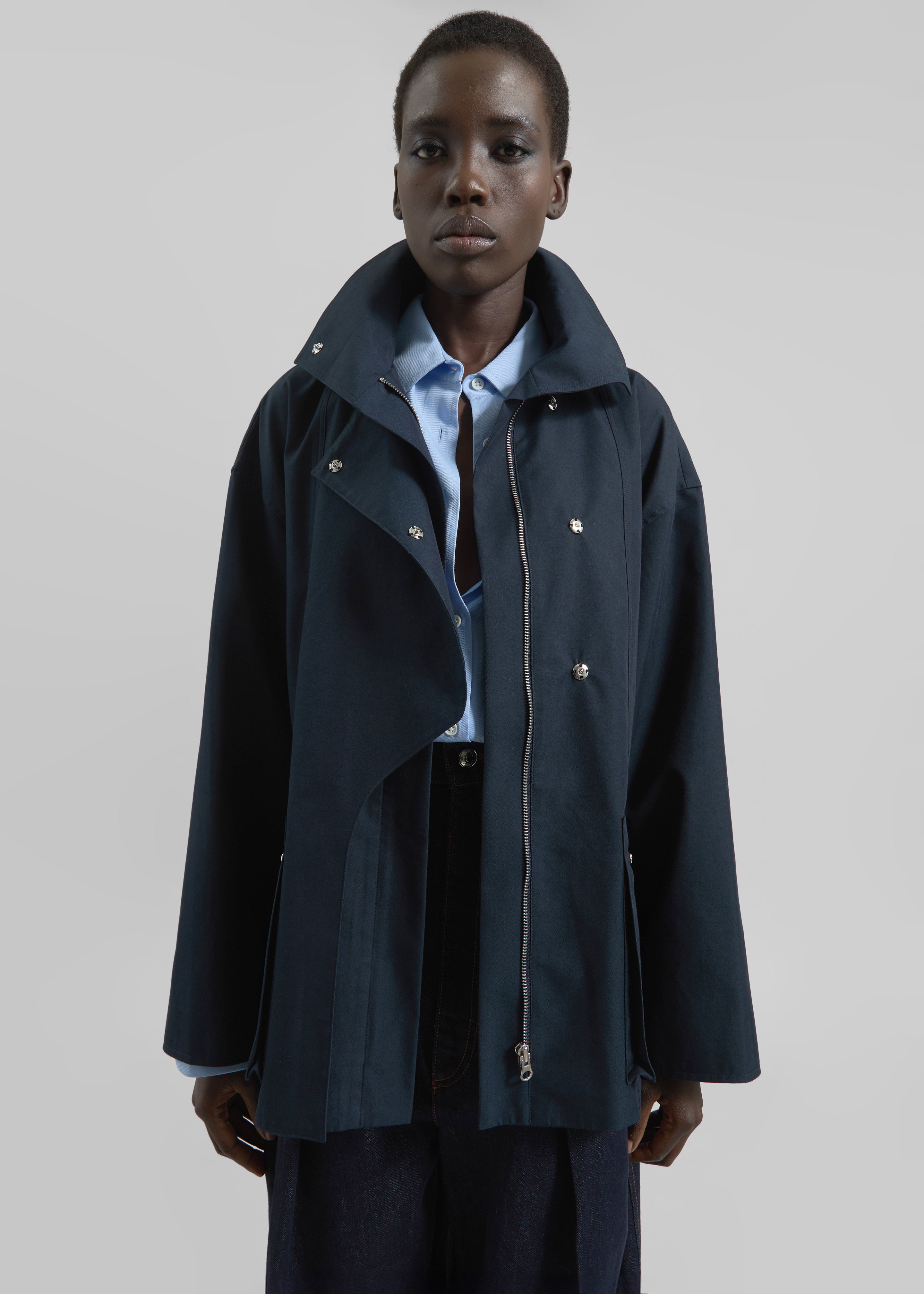 Norris Short Trench - Navy – The Frankie Shop