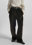 Norstrand Pleated Corduroy Trousers - Dark Brown