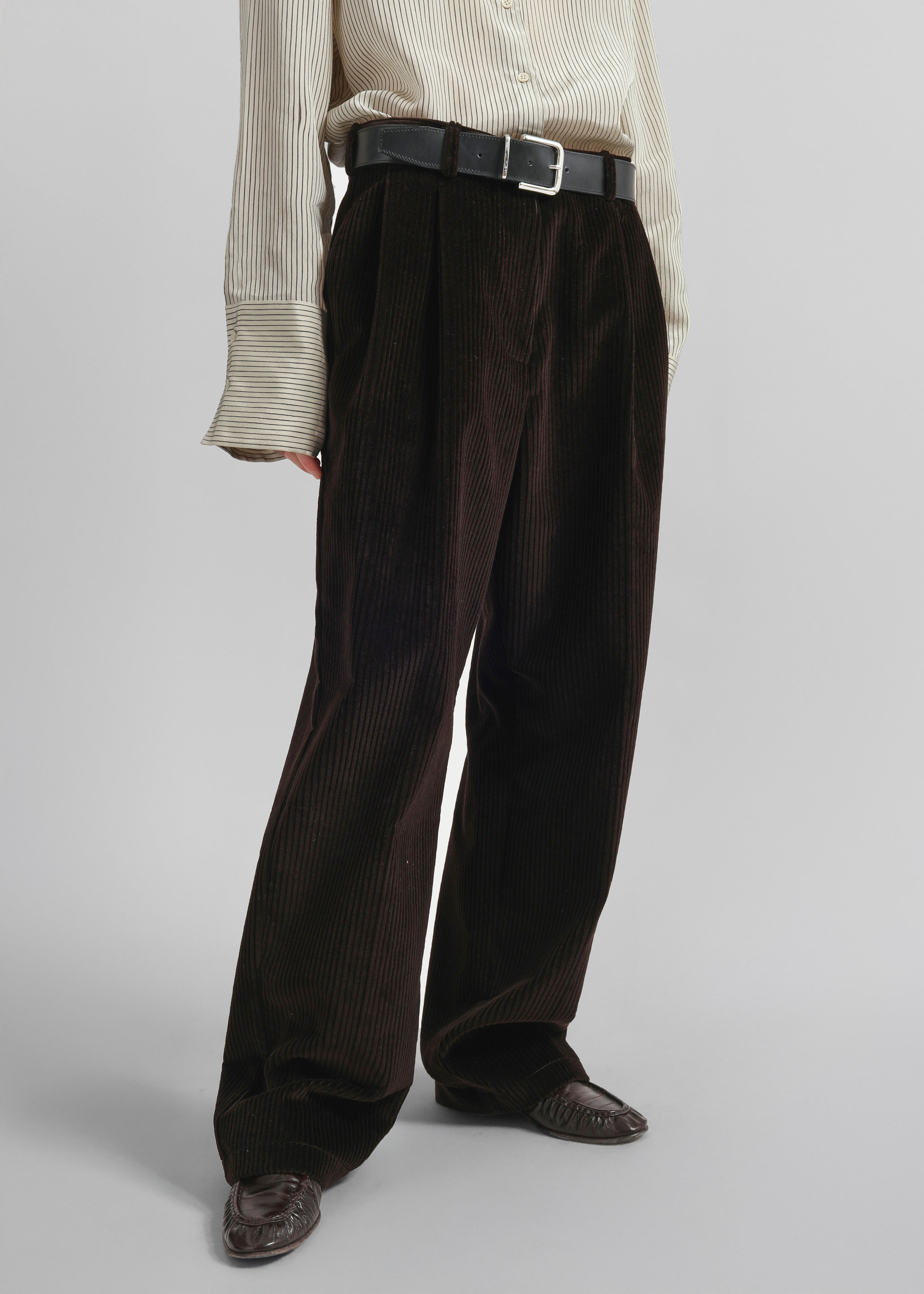 Norstrand Pleated Corduroy Trousers - Dark Brown - 4