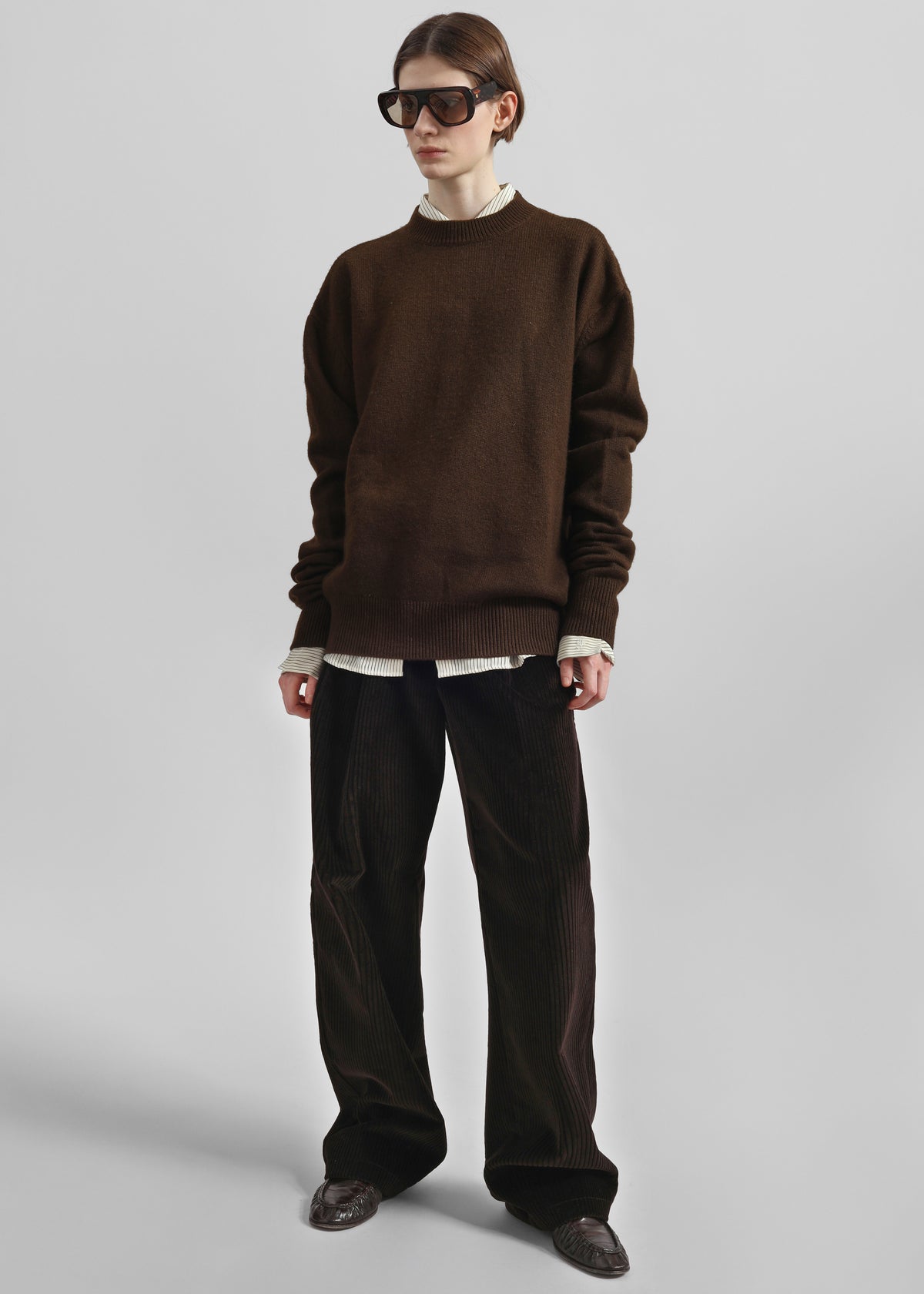 Norstrand Pleated Corduroy Trousers - Dark Brown - 5