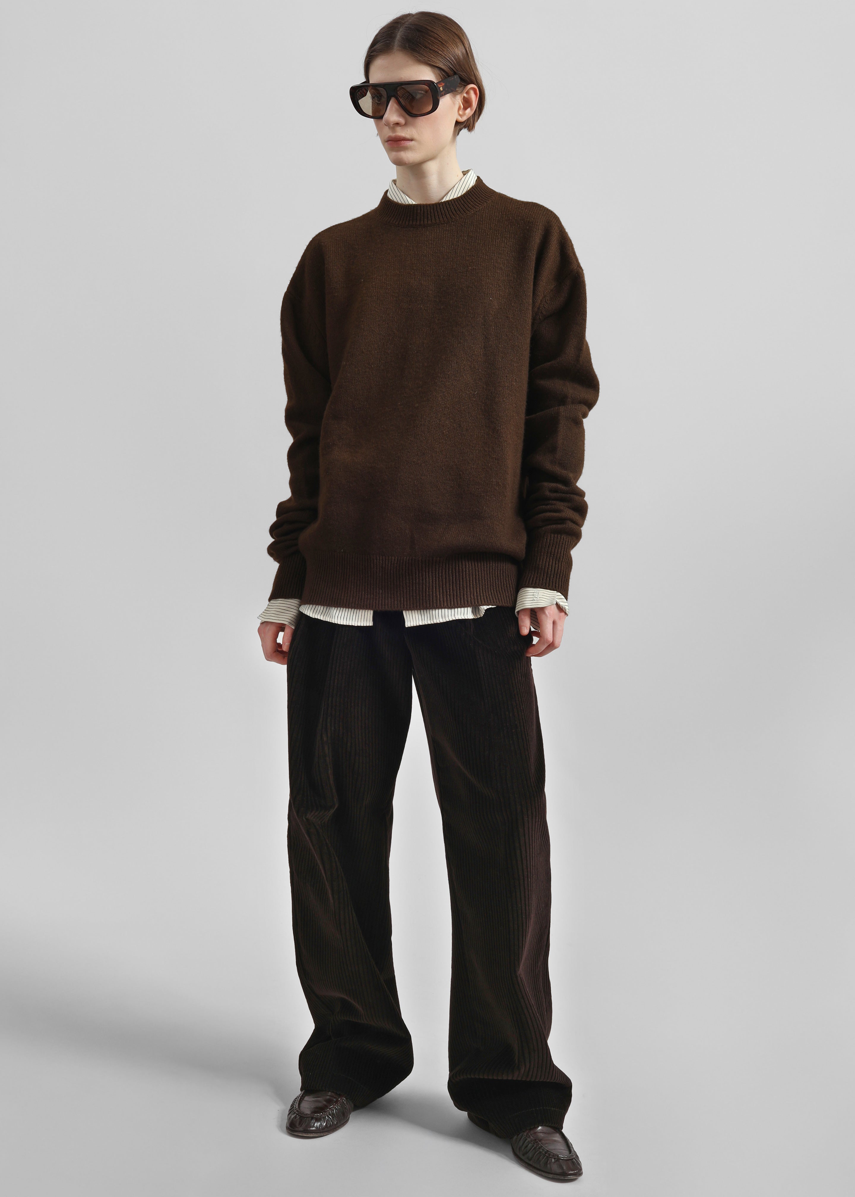 Norstrand Pleated Corduroy Trousers - Dark Brown - 5