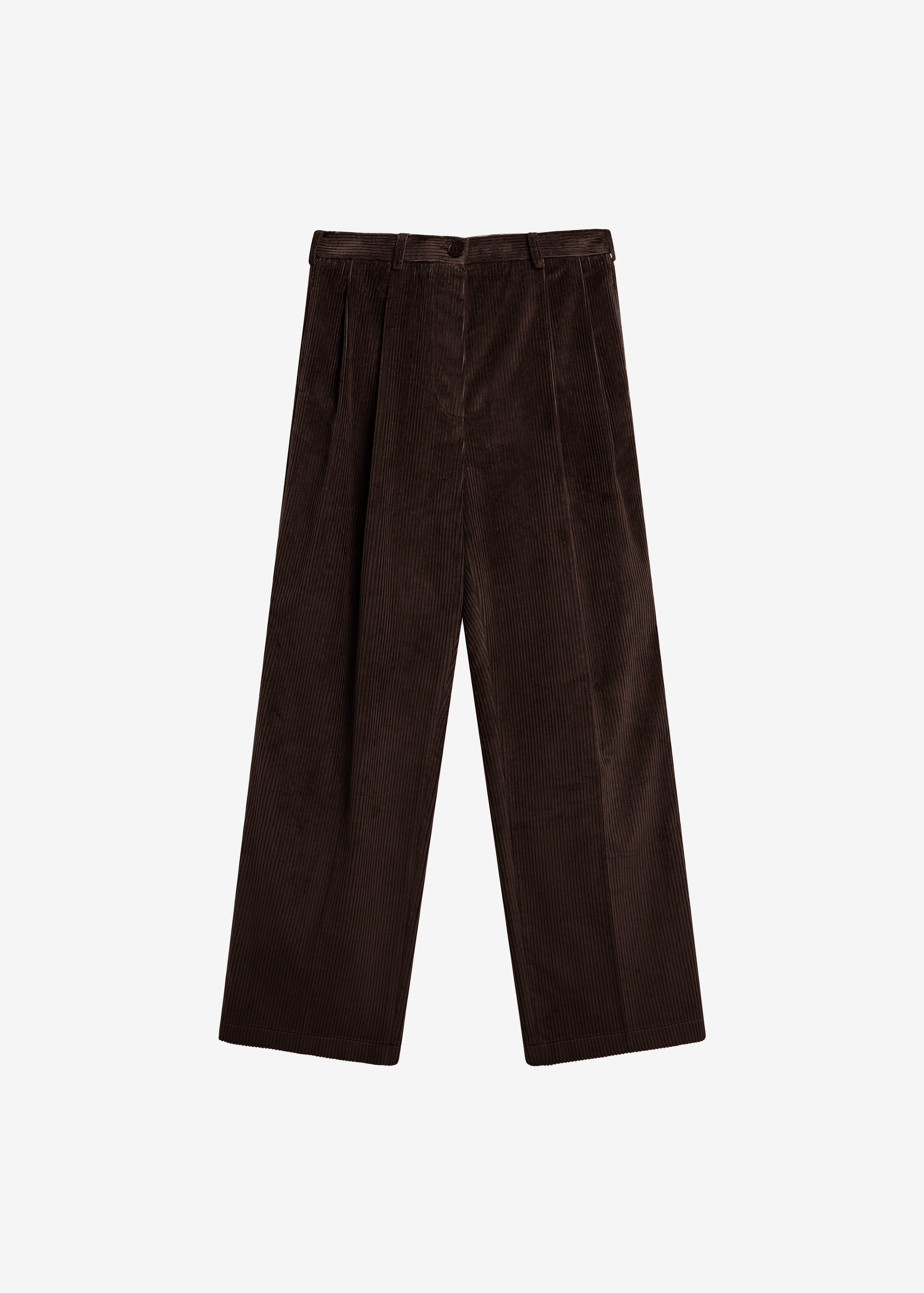 Norstrand Pleated Corduroy Trousers - Dark Brown - 6