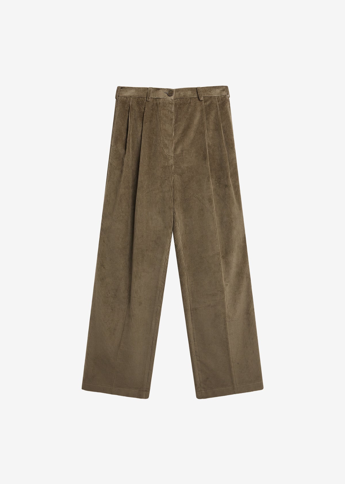 Norstrand Pleated Corduroy Trousers - Olive - 6