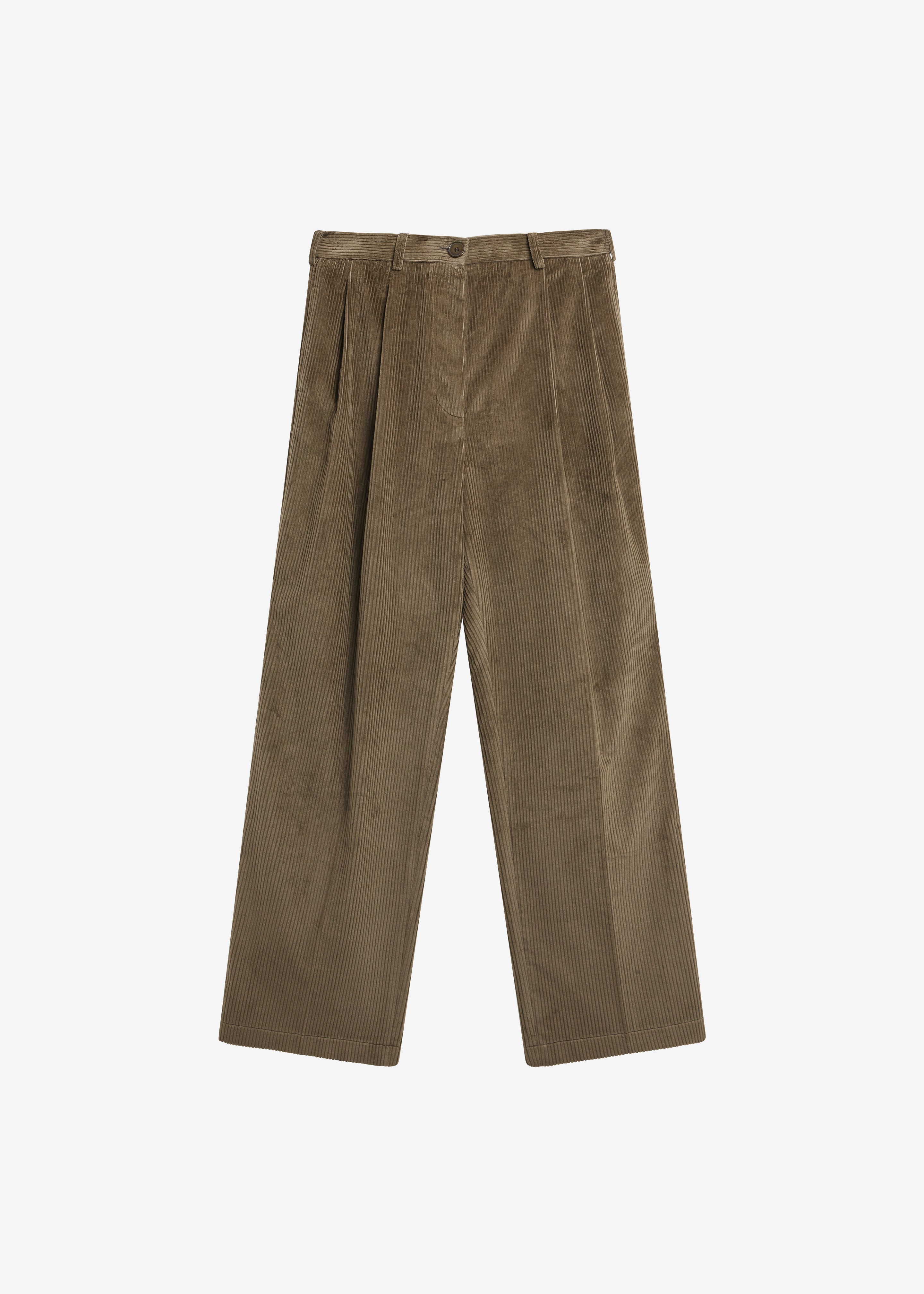 Norstrand Pleated Corduroy Trousers - Olive - 6