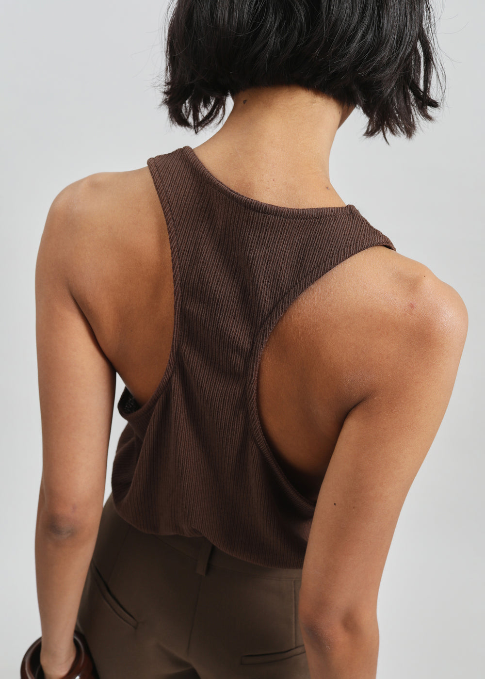 Nox Ribbed Tank Top - Brown - 1