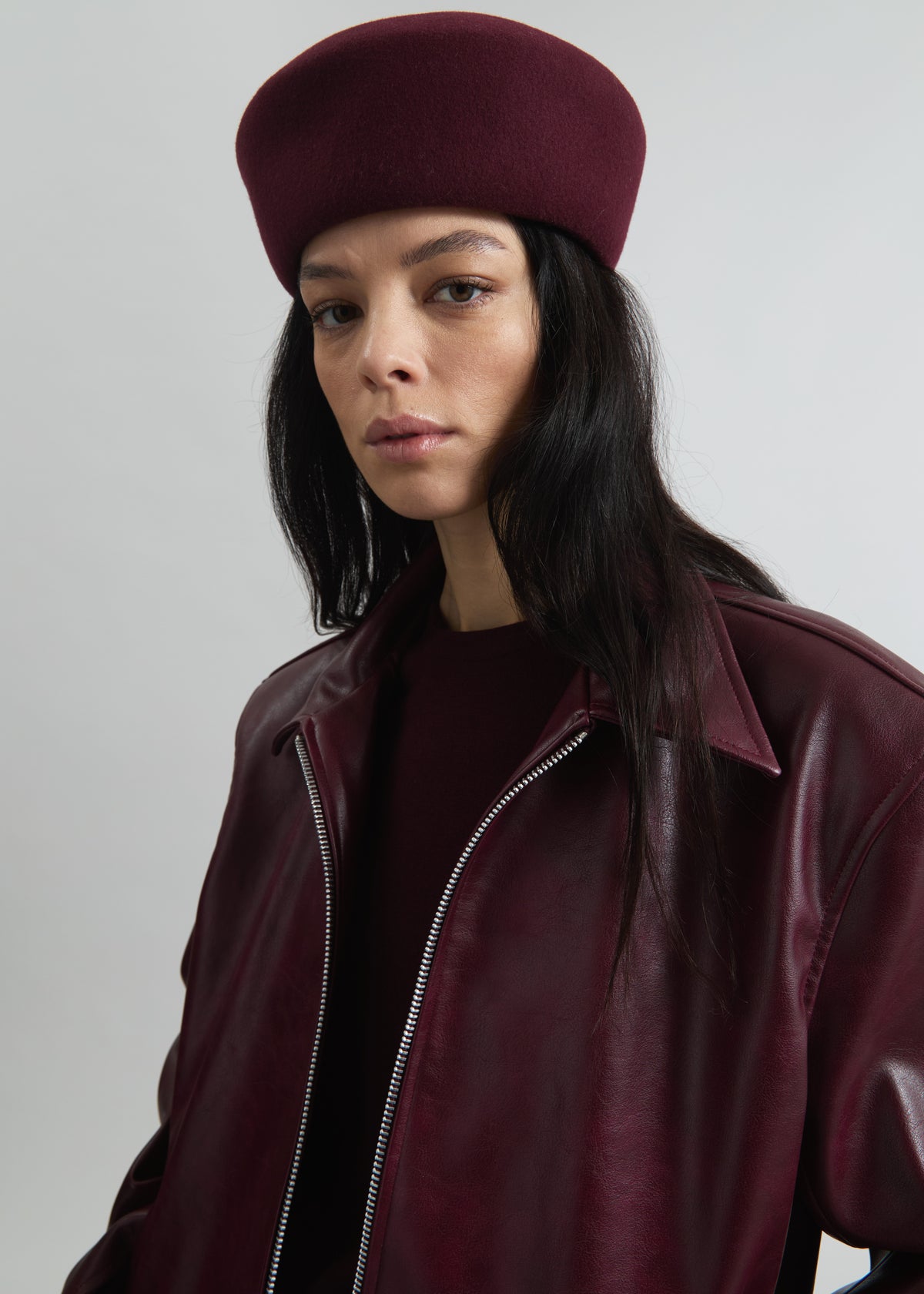 Noxley Pillbox Hat - Burgundy - 3