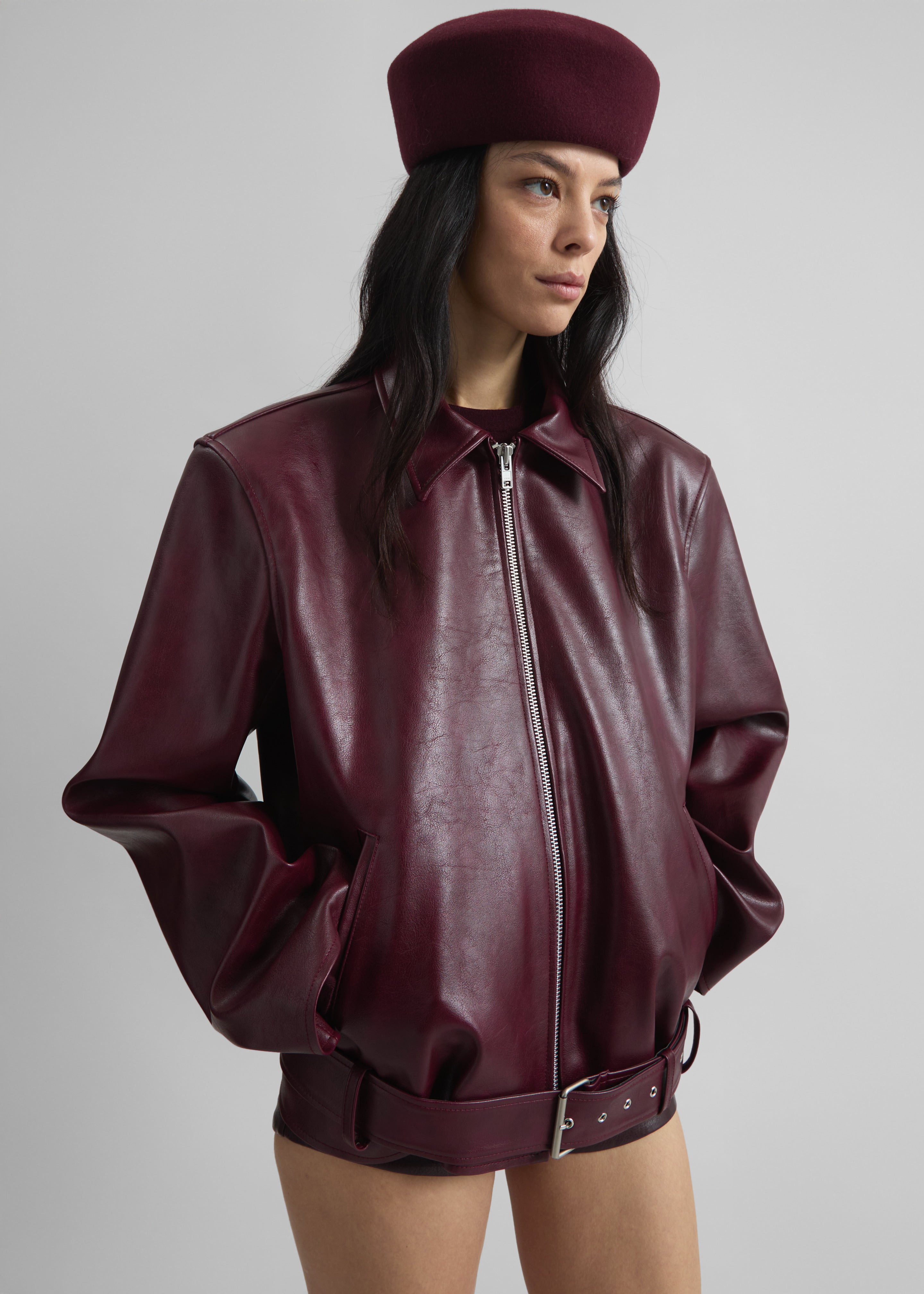 Noxley Pillbox Hat - Burgundy - 4