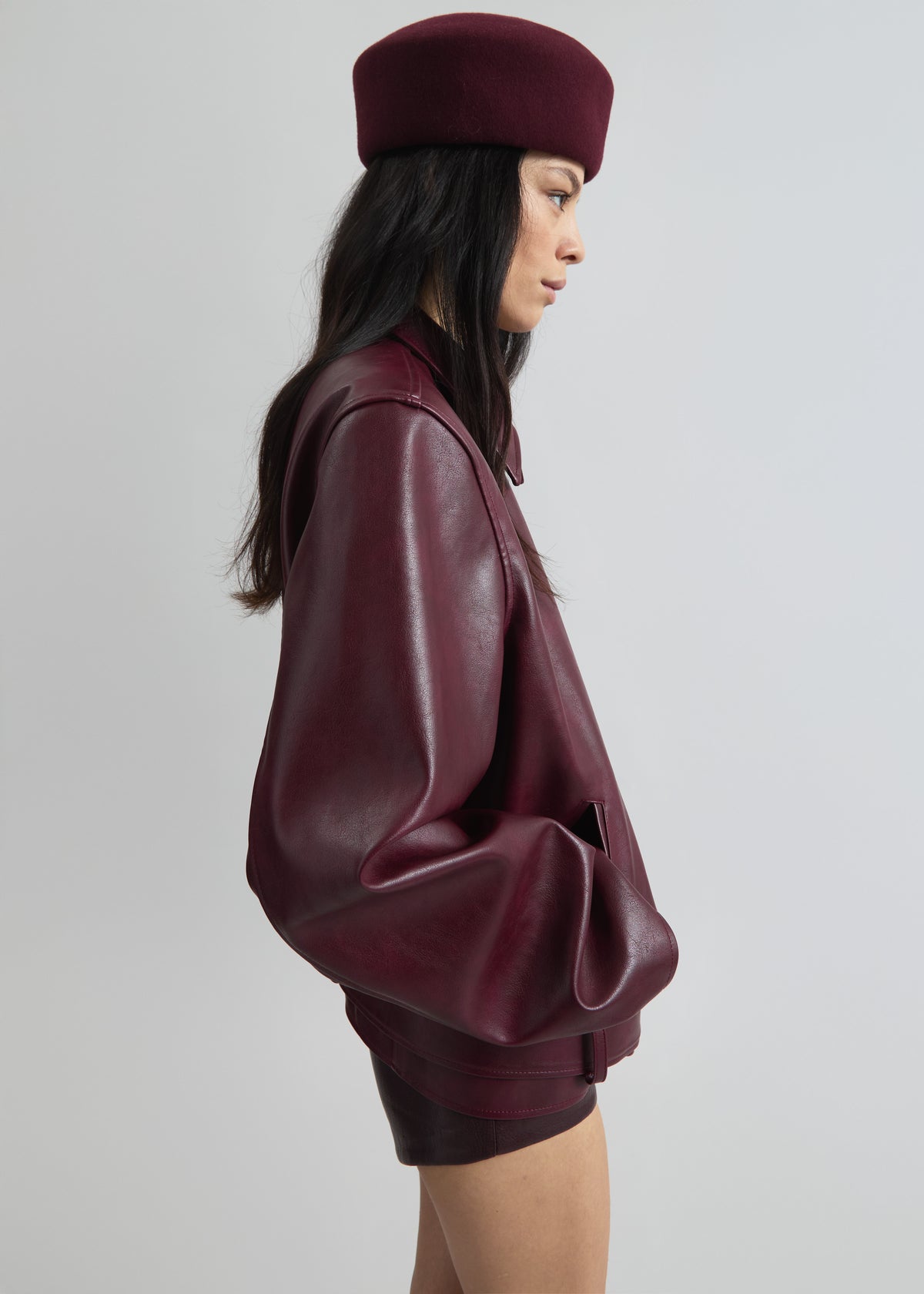 Noxley Pillbox Hat - Burgundy - 1