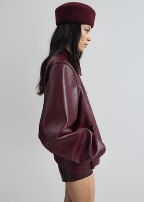 Noxley Pillbox Hat - Burgundy