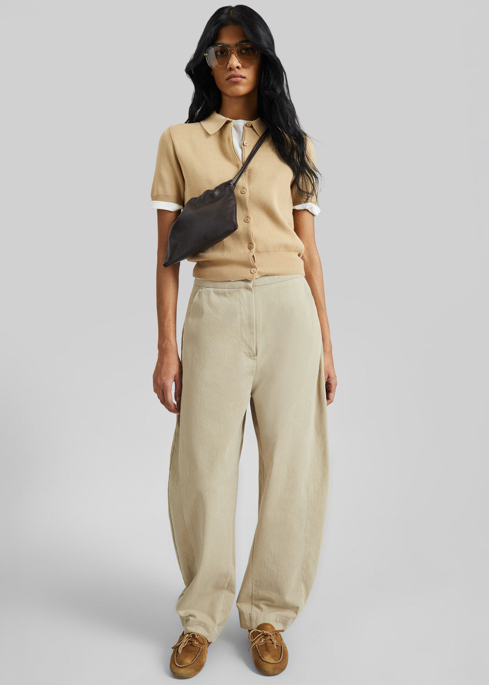 Noyon Barrel Leg Pants - Beige