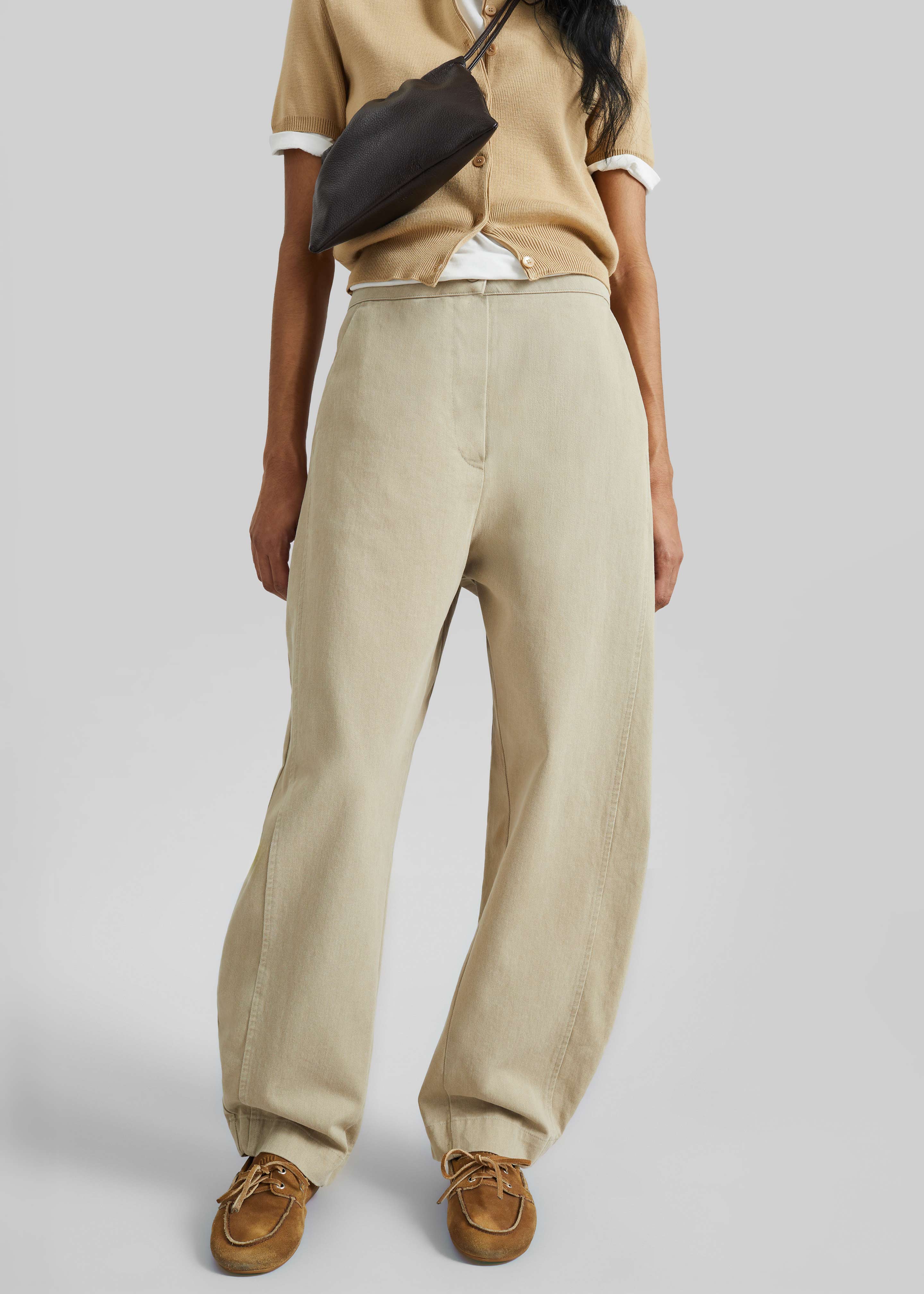 Noyon Barrel Leg Pants - Beige - 2
