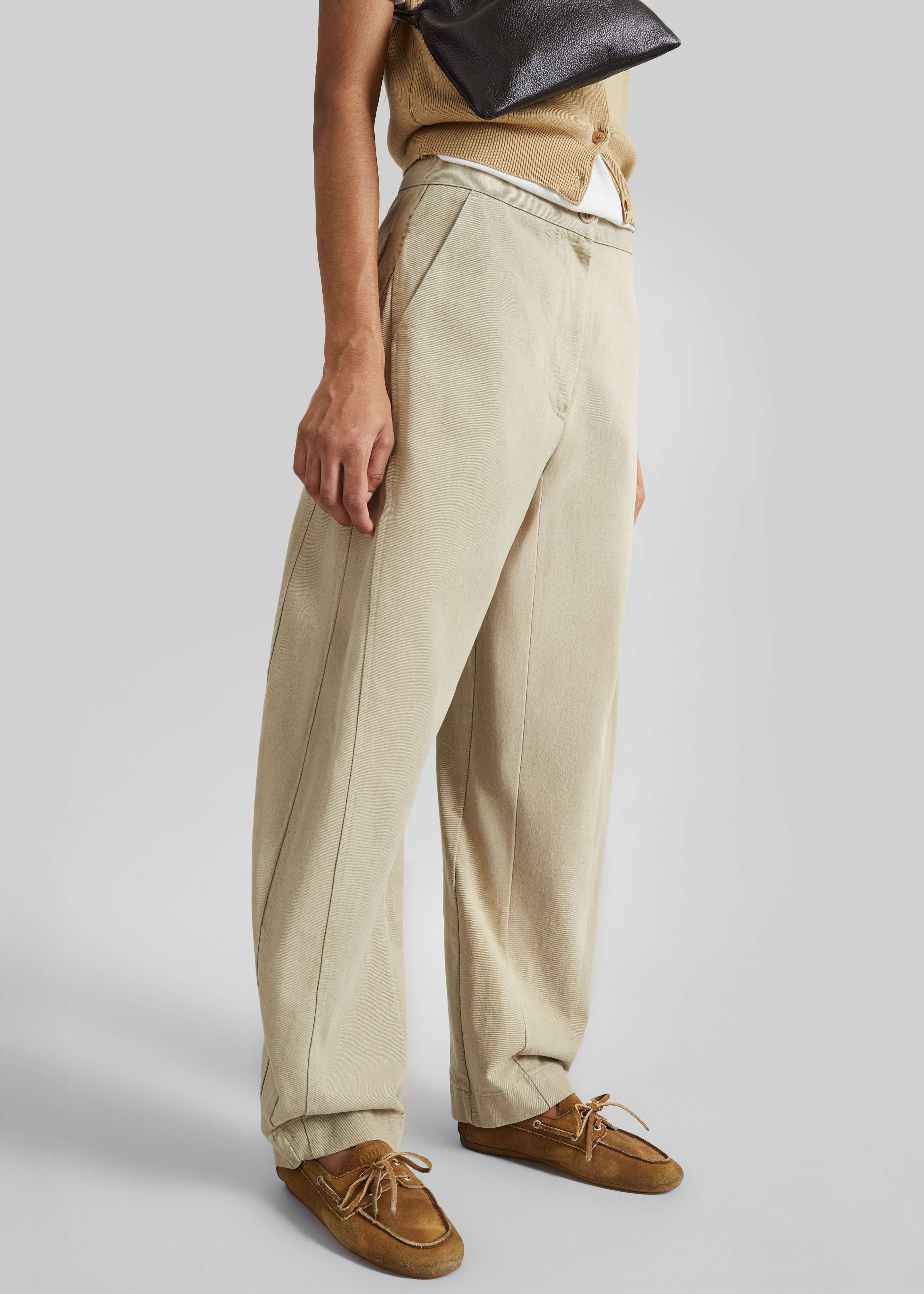 Noyon Barrel Leg Pants - Beige - 4