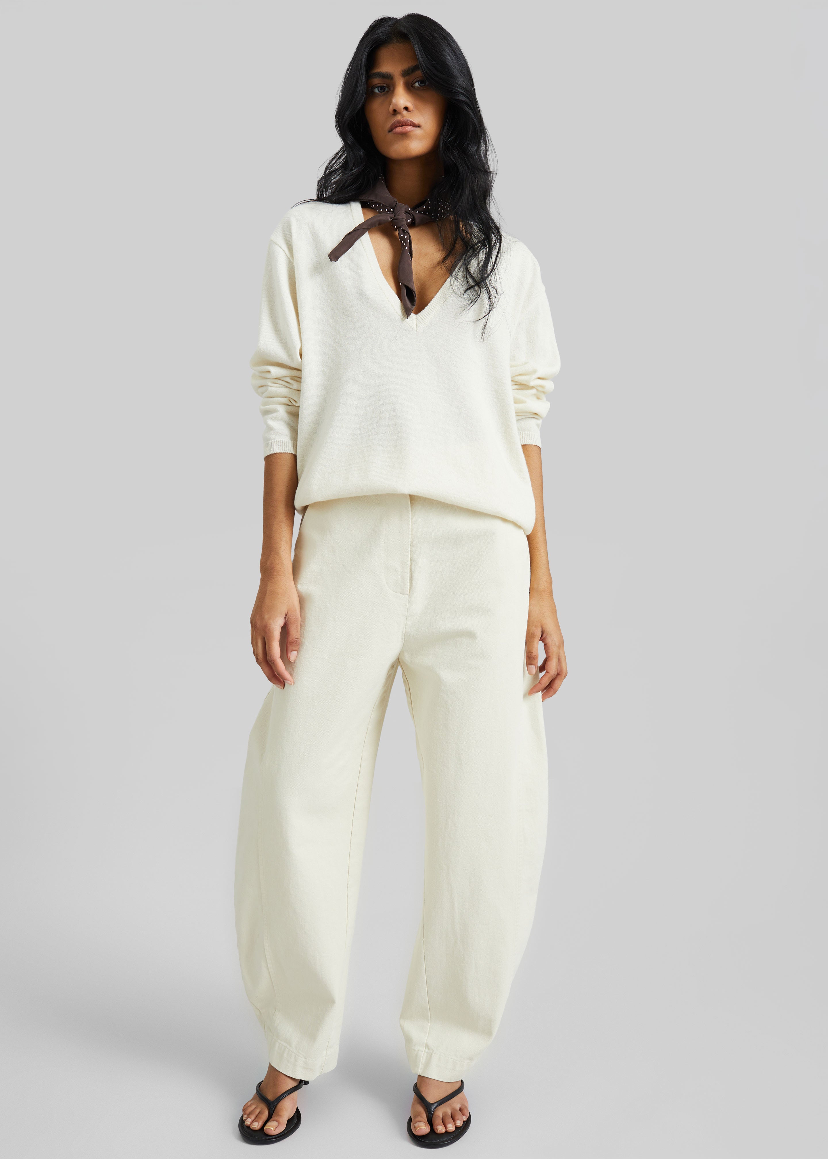 Noyon Barrel Leg Pants - Cream - 1