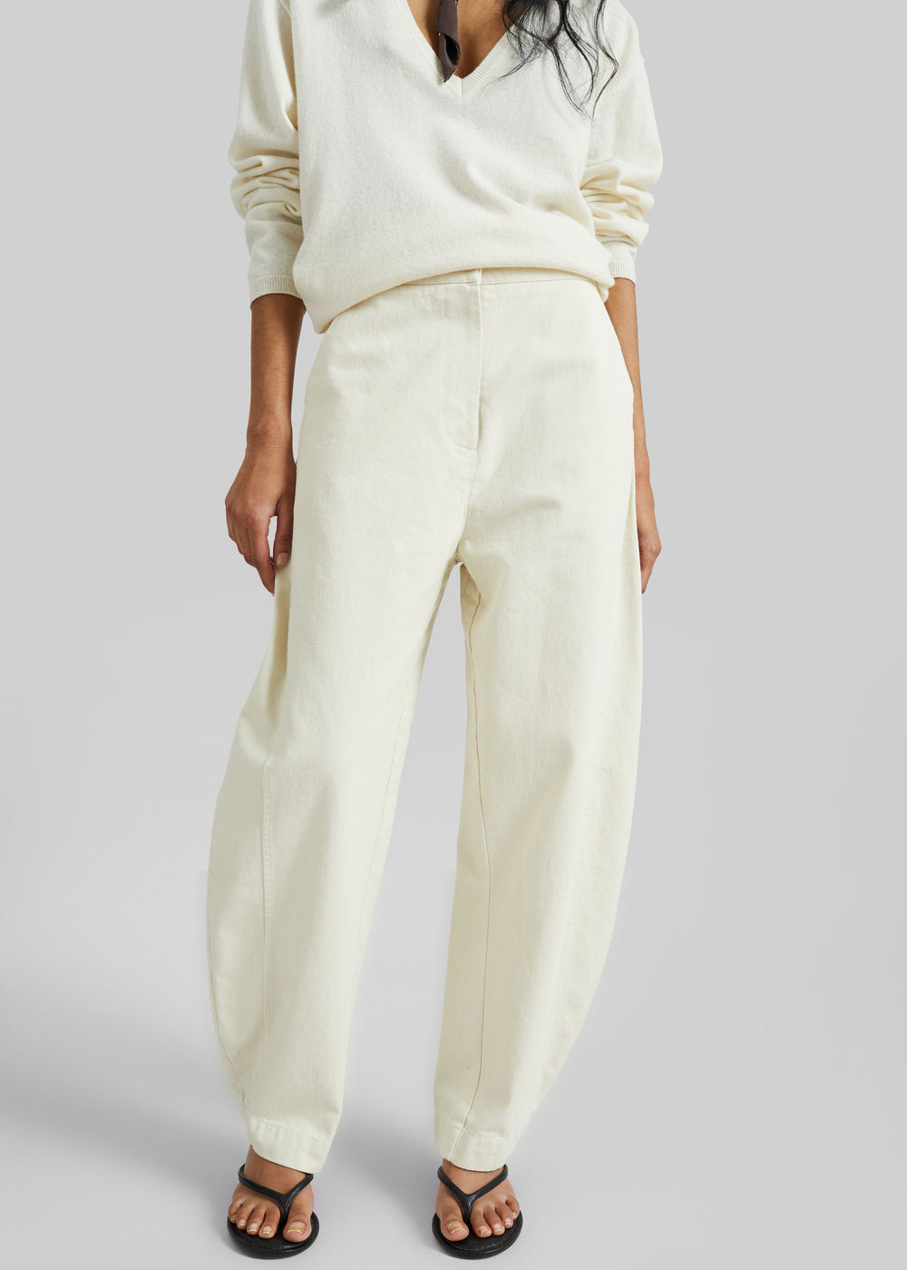 Noyon Barrel Leg Pants - Cream - 1