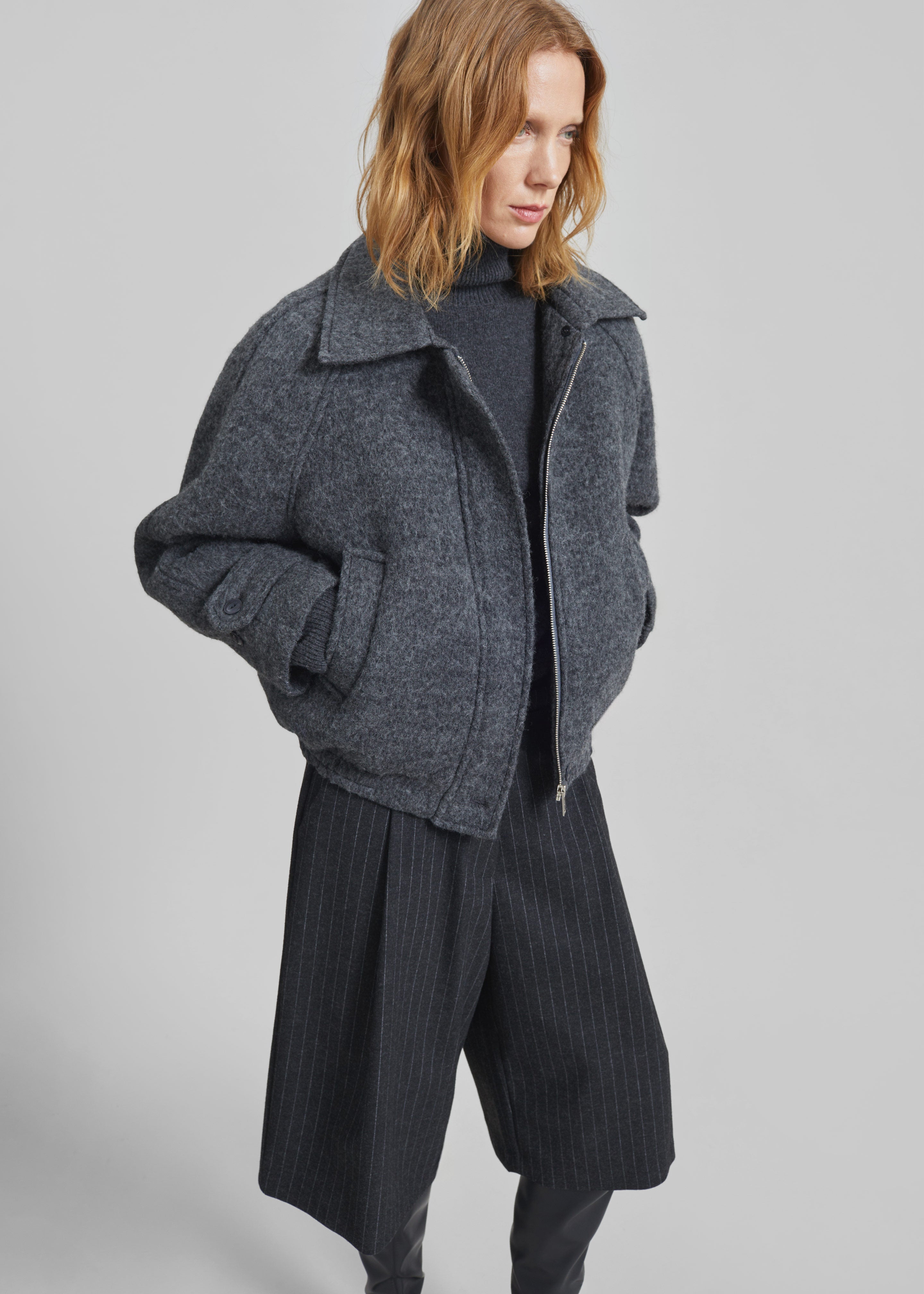 Nyborg Wool Quilted Jacket - Dark Grey - 2