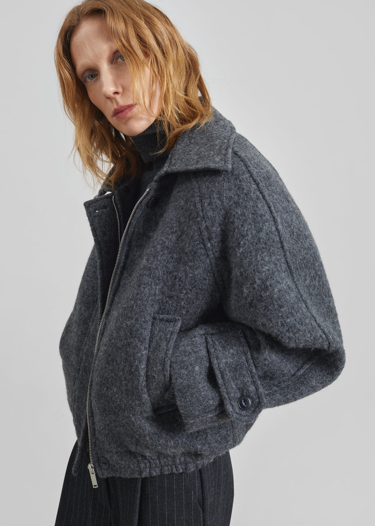 Nyborg Wool Quilted Jacket - Dark Grey - 5