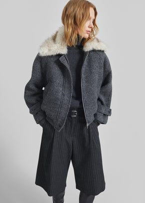 Nyborg Wool Quilted Jacket - Dark Grey