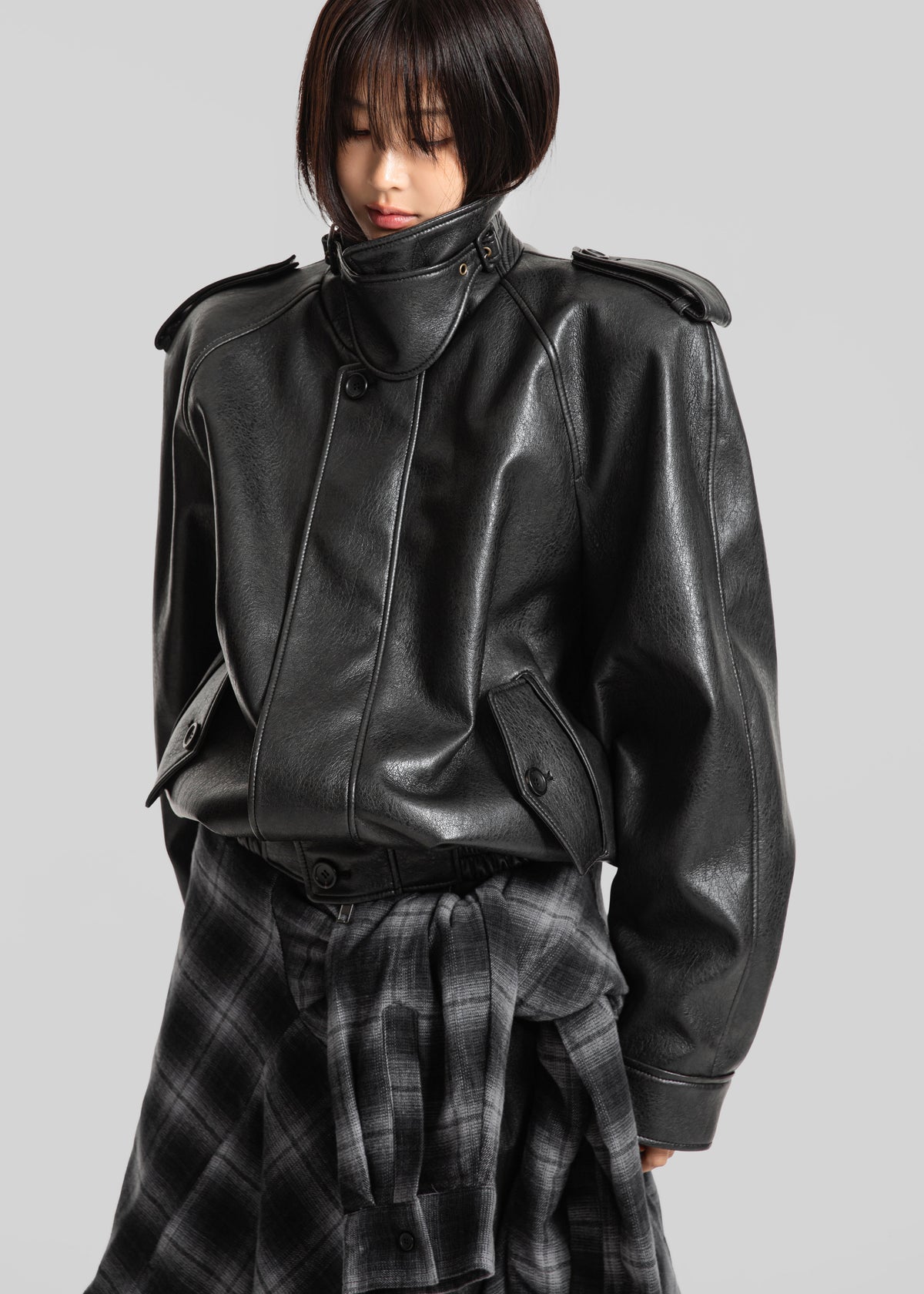 Nyland Faux Leather Padded Jacket - Black - 3