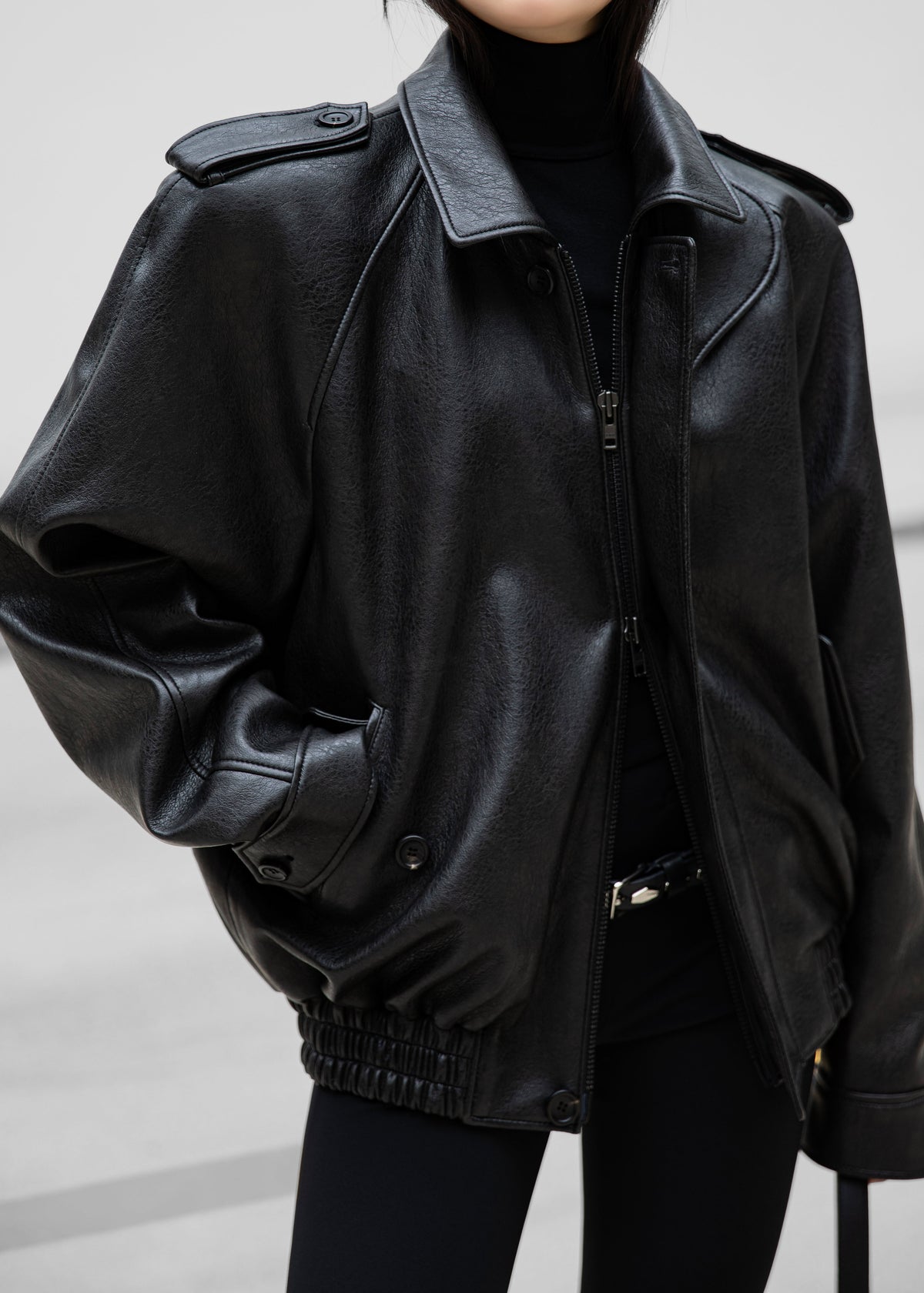 Nyland Faux Leather Padded Jacket - Black - 9