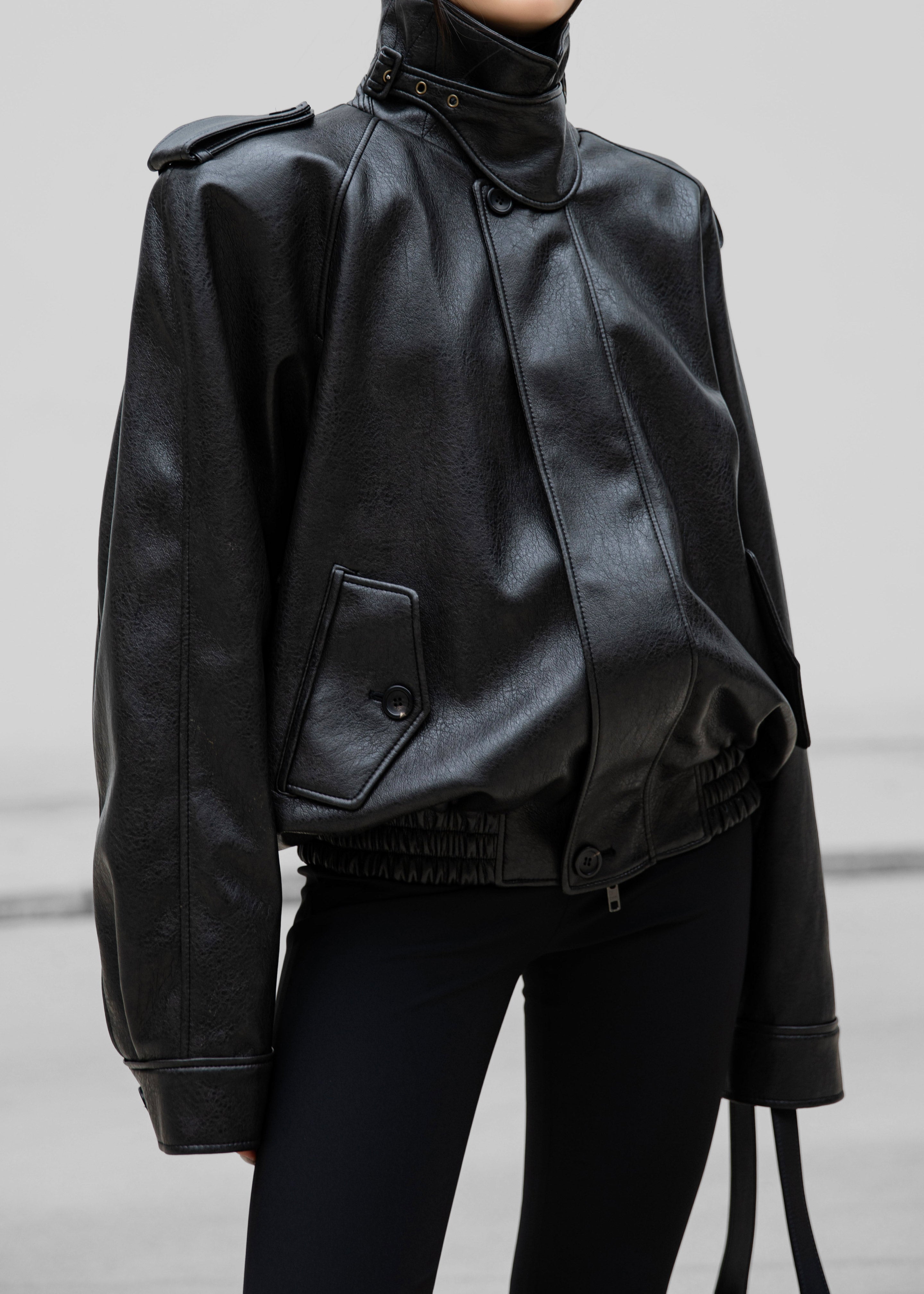 Nyland Faux Leather Padded Jacket - Black - 6