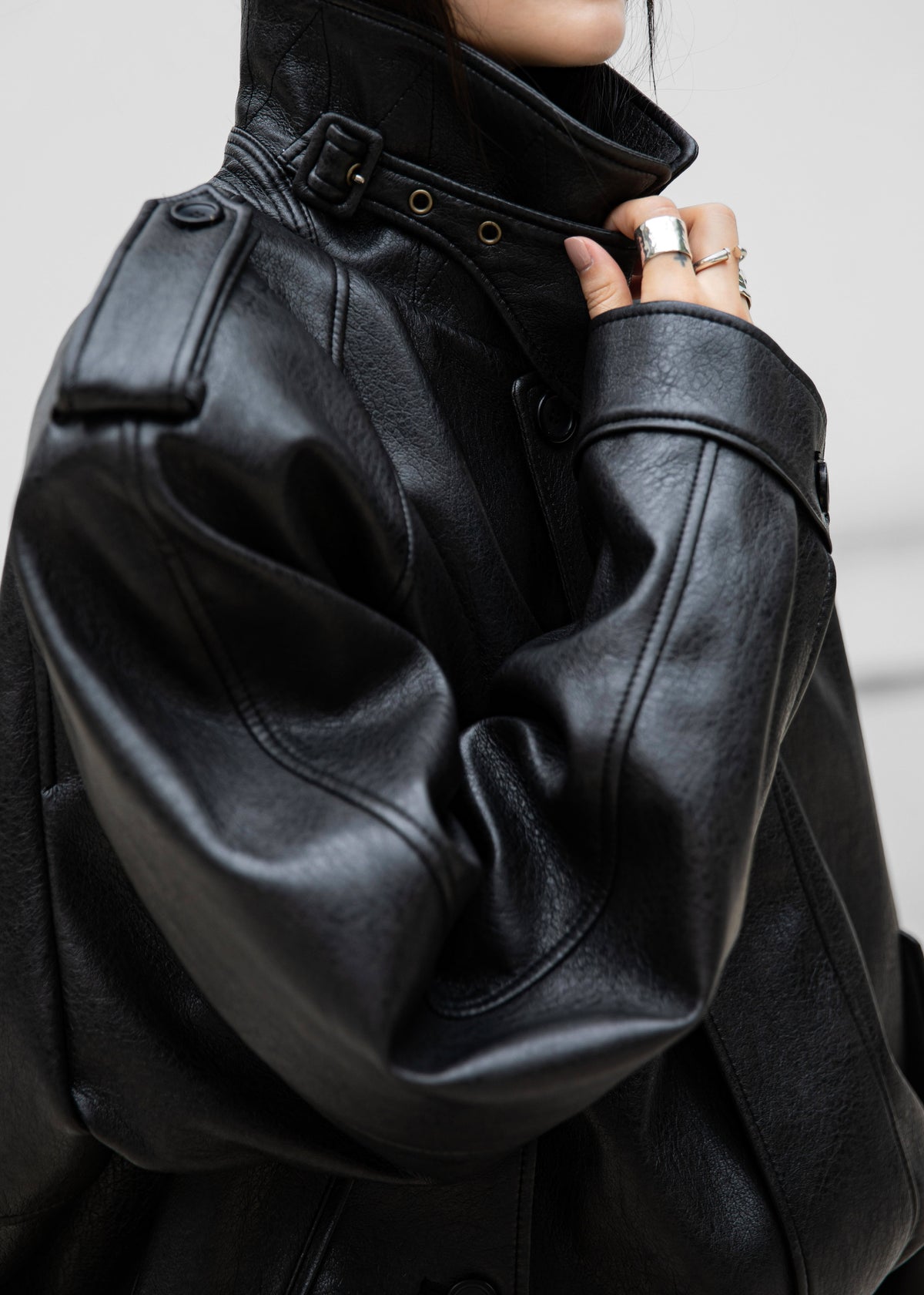 Nyland Faux Leather Padded Jacket - Black - 11