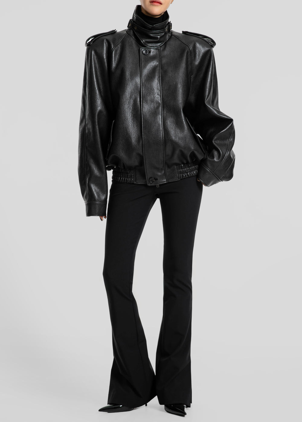 Nyland Faux Leather Padded Jacket - Black - 1