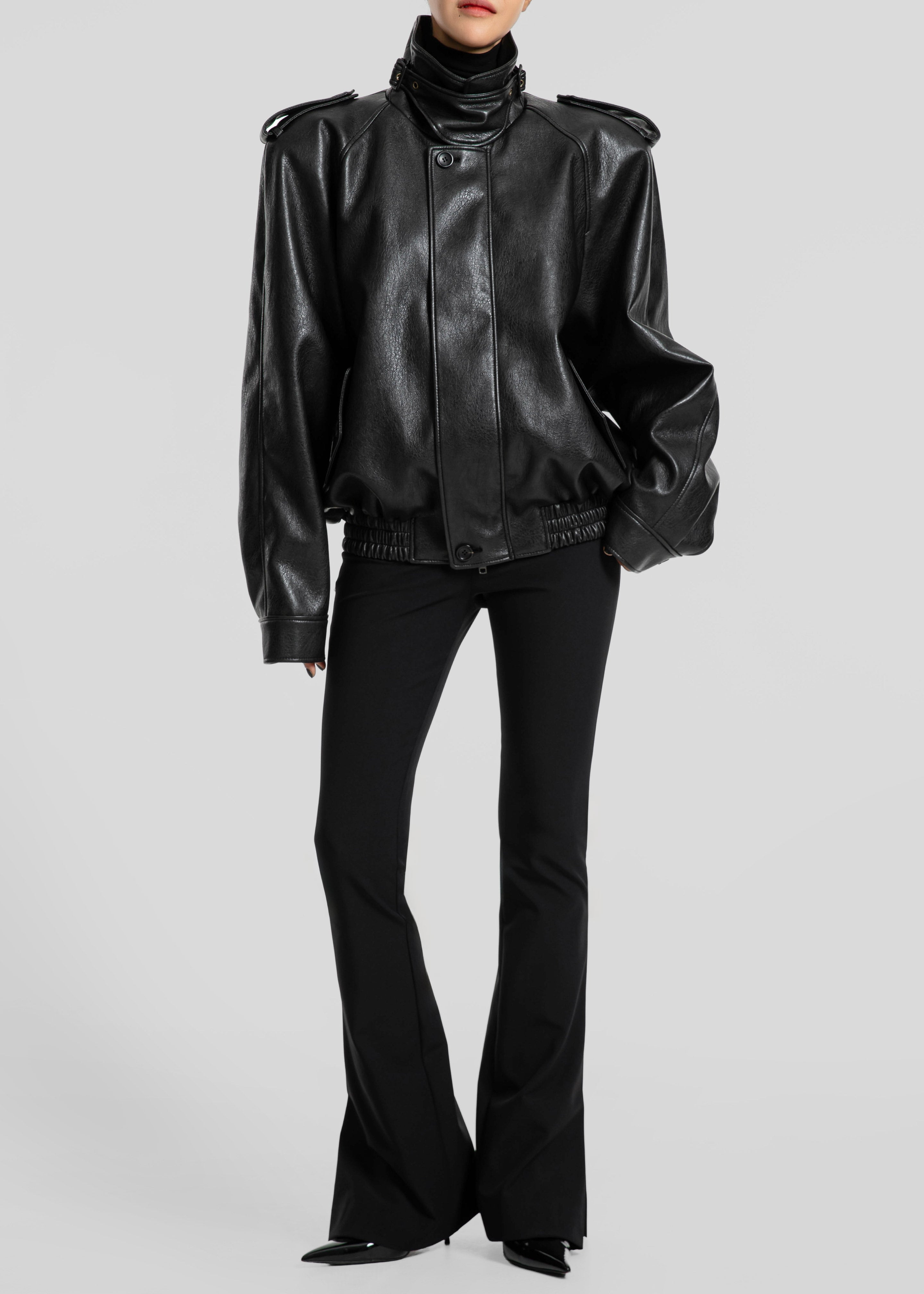 Nyland Faux Leather Padded Jacket - Black - 2