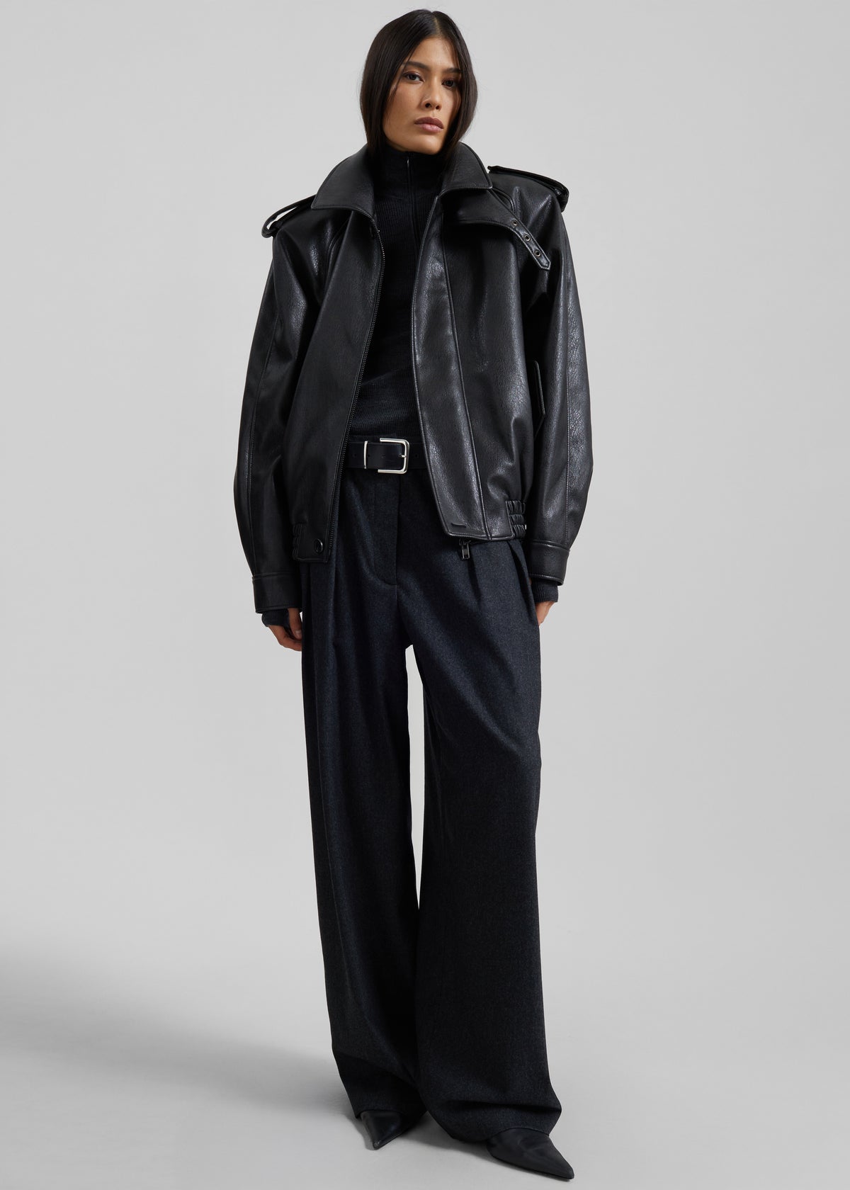 Nyland Faux Leather Padded Jacket - Black - 4