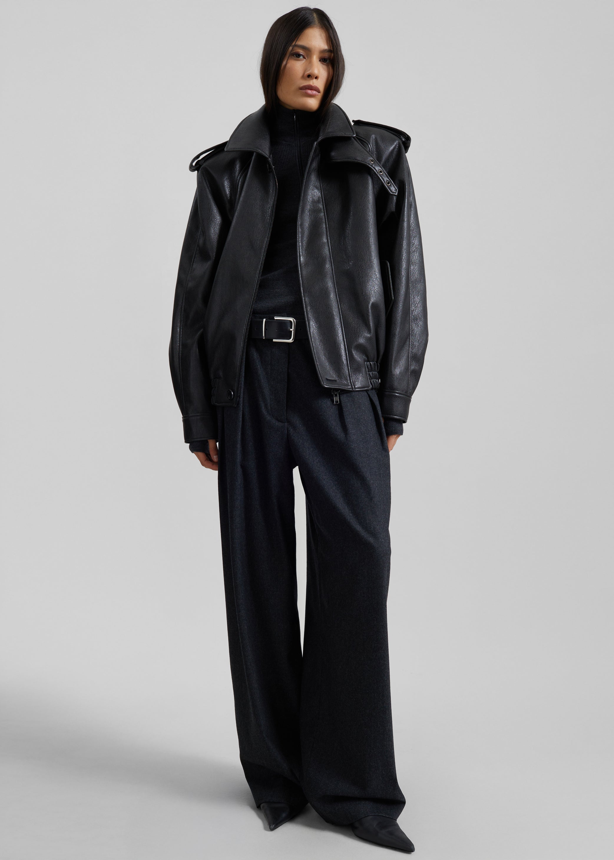 Shop the look image for Nyland Faux Leather Padded Jacket - Black