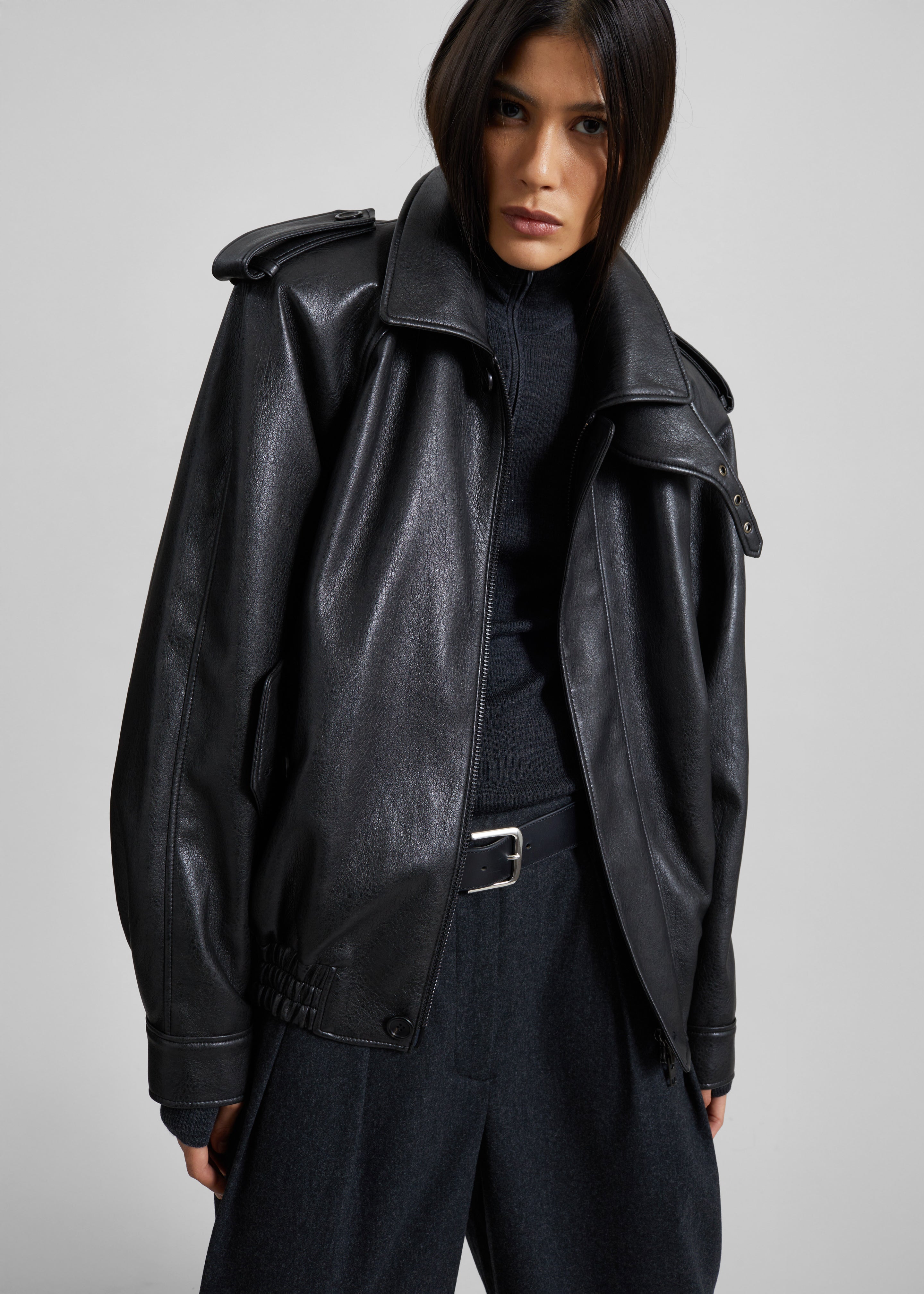 Nyland Faux Leather Padded Jacket - Black - 8