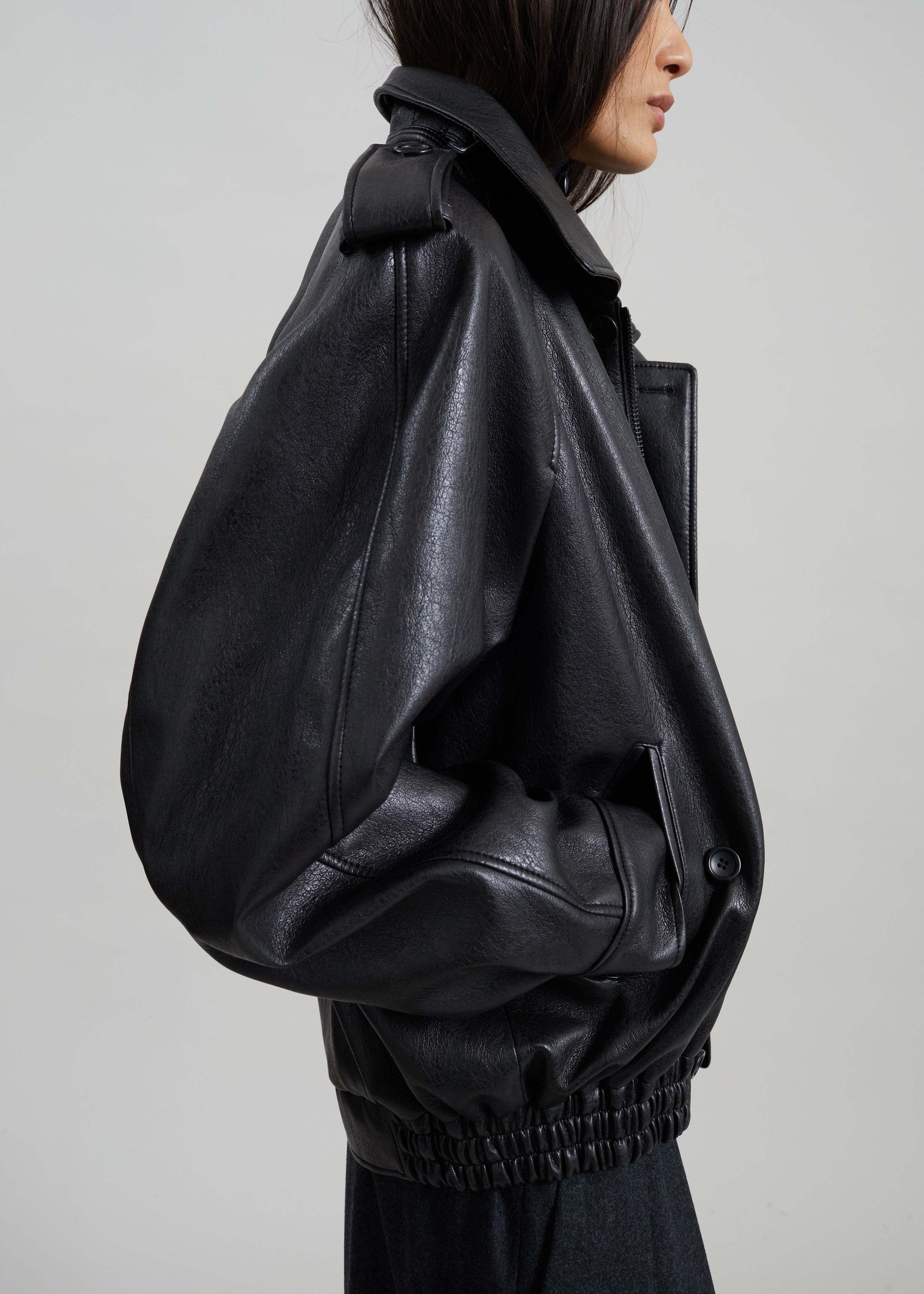 Nyland Faux Leather Padded Jacket - Black - 5