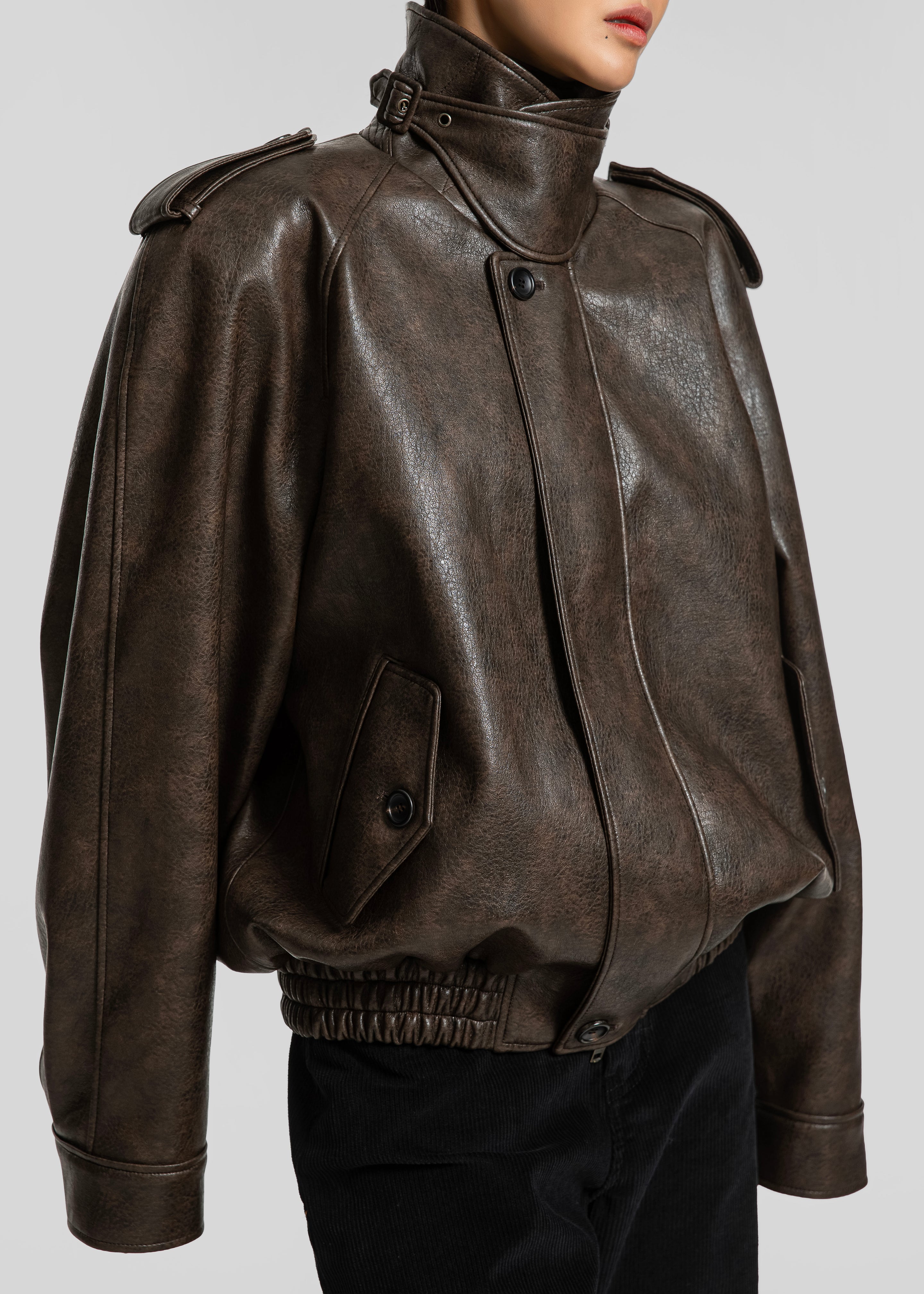 Nyland Faux Leather Padded Jacket - Brown – The Frankie Shop