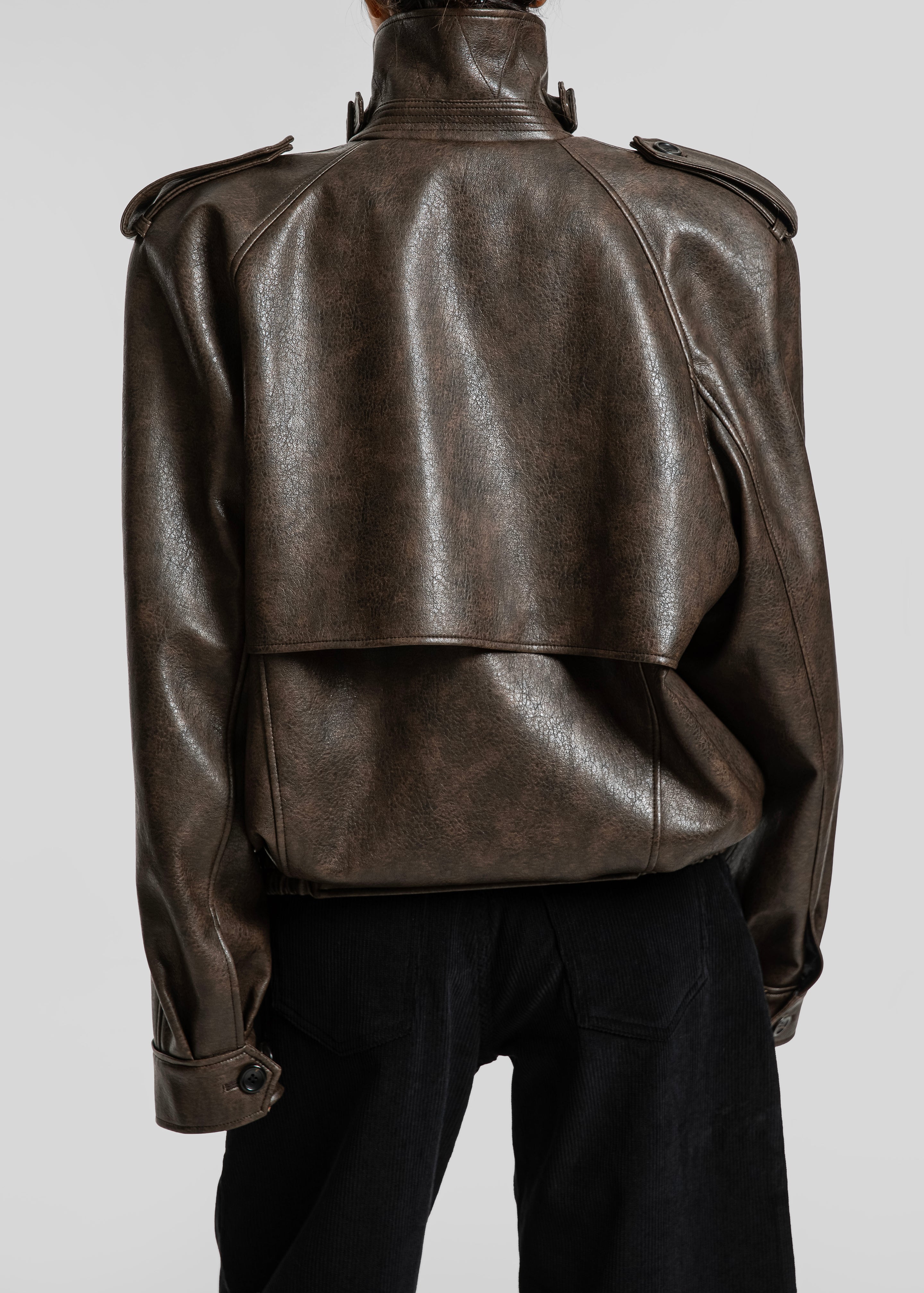 Nyland Faux Leather Padded Jacket - Brown – The Frankie Shop