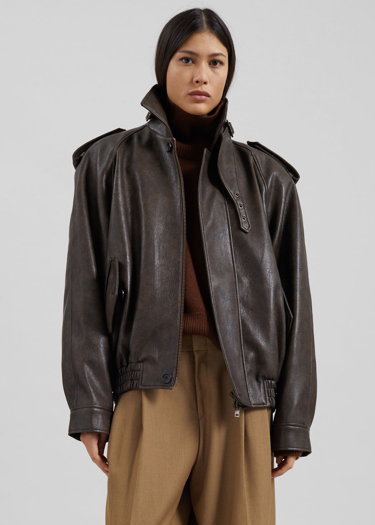 Nyland Faux Leather Padded Jacket - Brown - 9