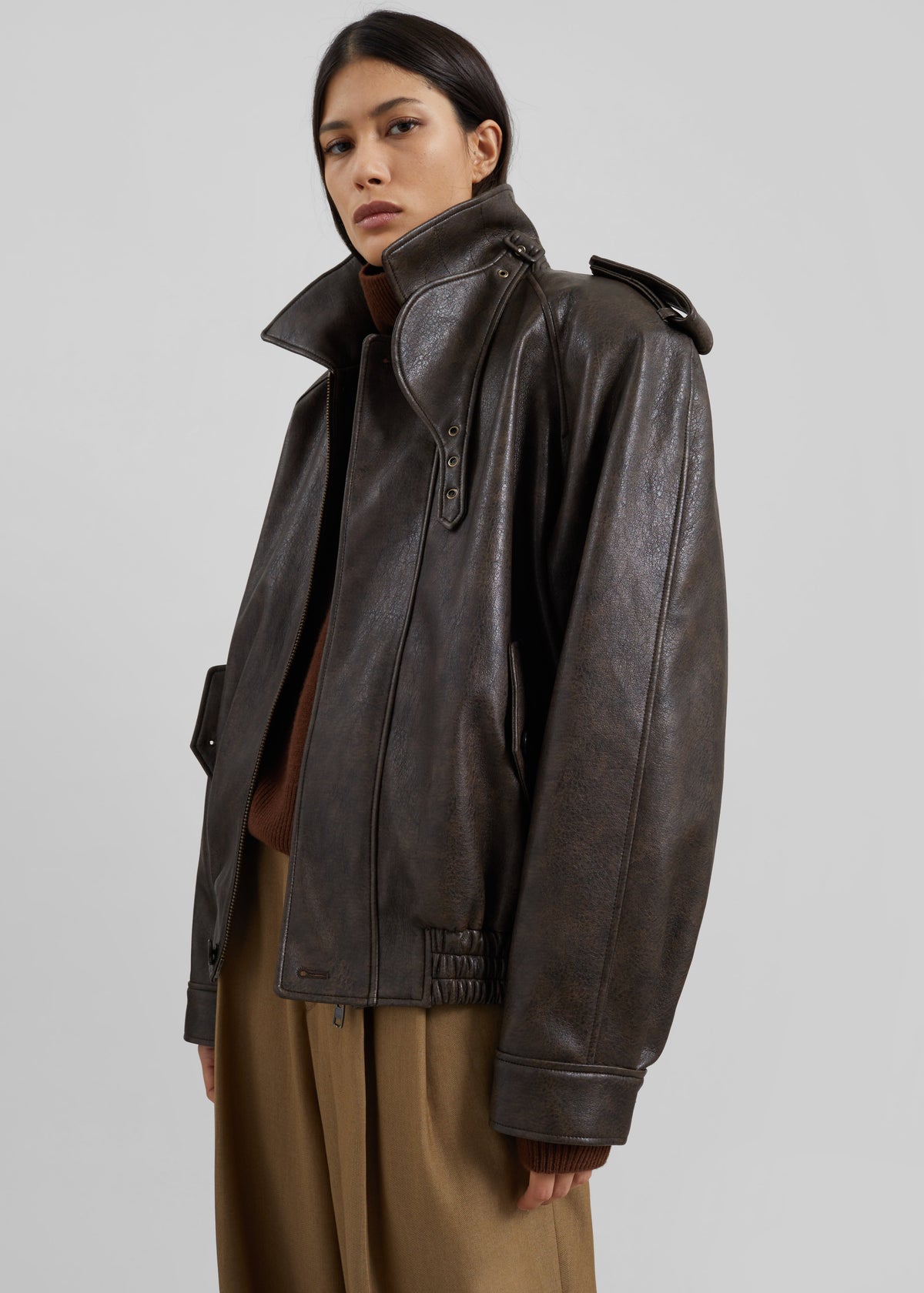 Nyland Faux Leather Padded Jacket - Brown - 7