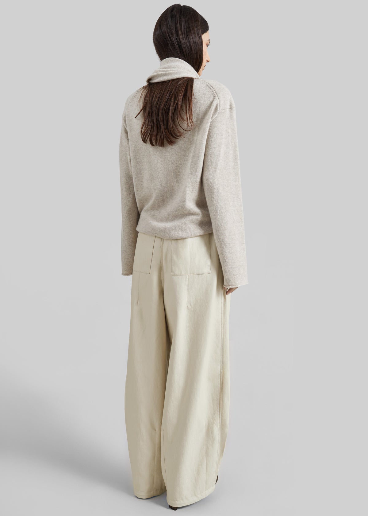 Oakdale Faux Leather Track Pants - Ecru