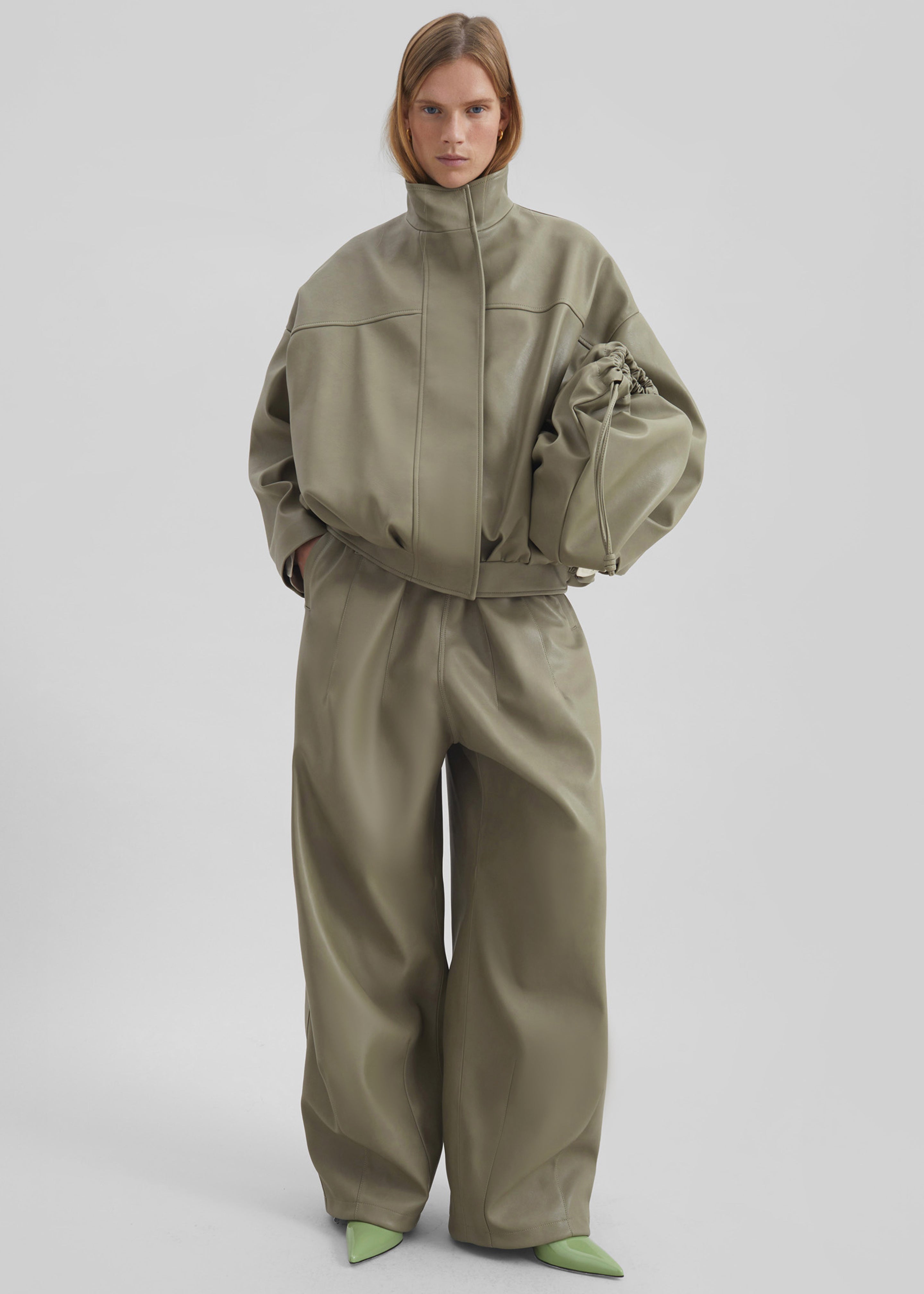 Oakdale Faux Leather Track Pants - Sage - 9