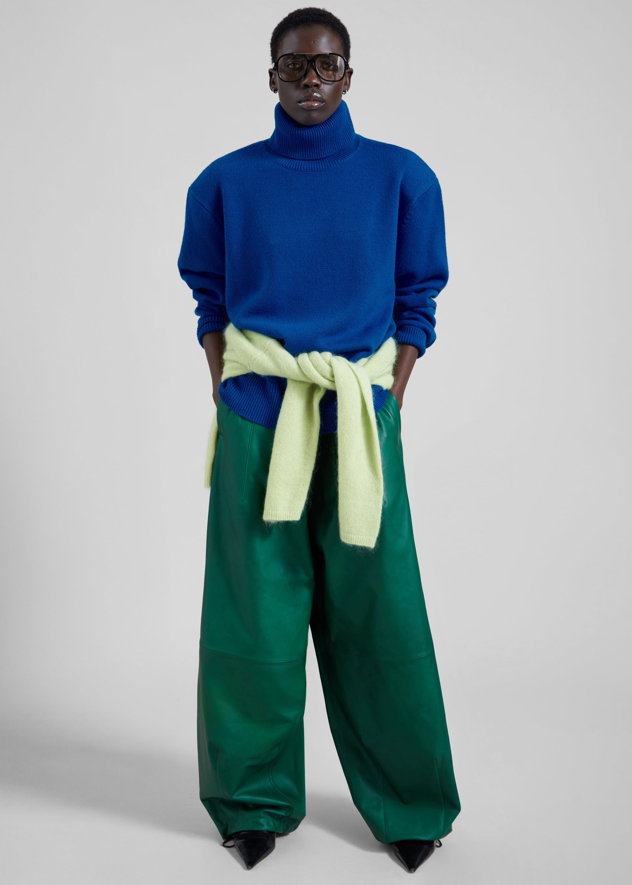 Shop the look image for Oakdale Leather Track Pants - Green