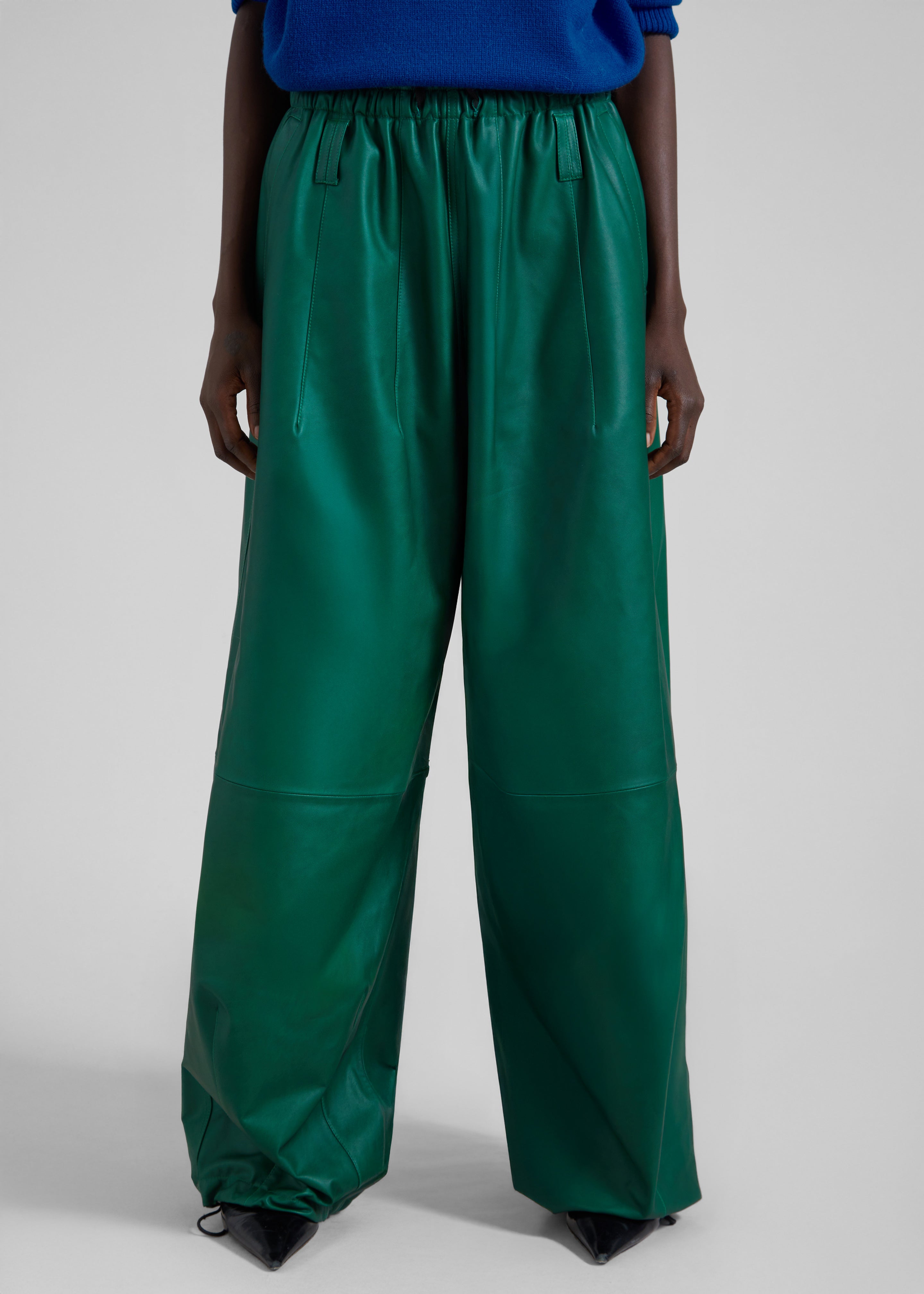 Oakdale Leather Track Pants - Green - 2