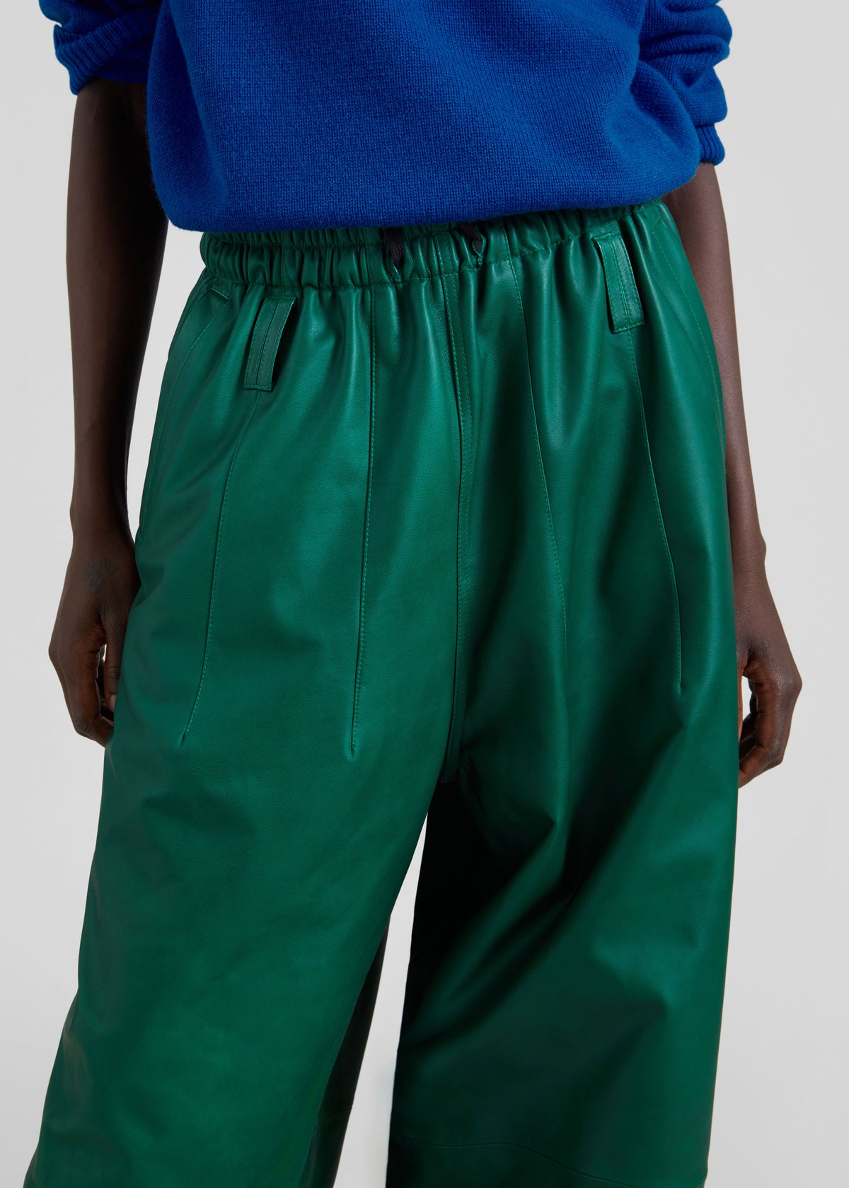 Oakdale Leather Track Pants - Green - 3