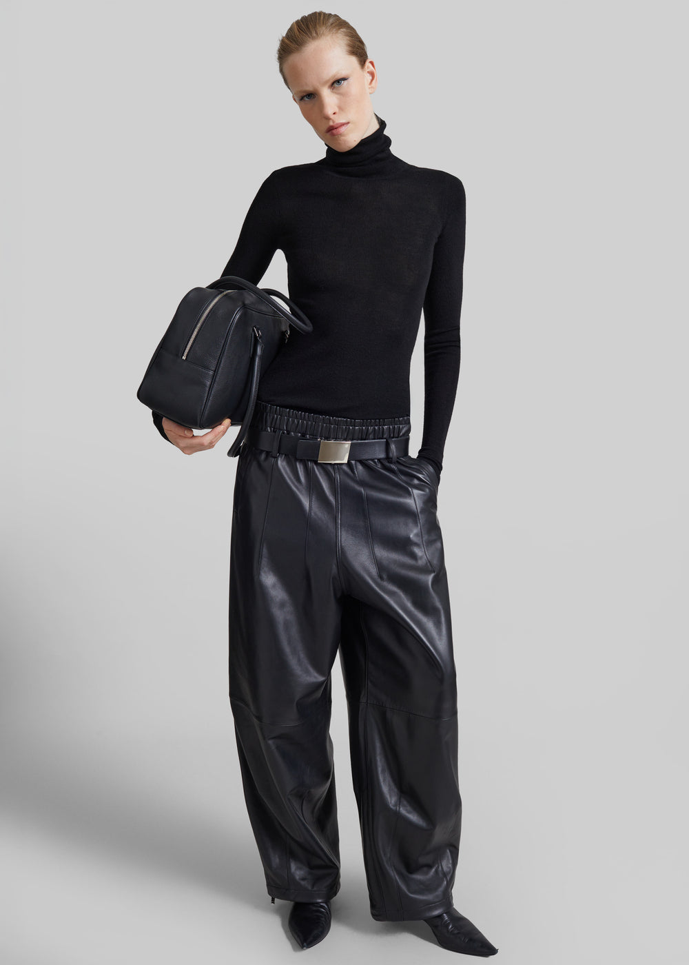 Oakdale Leather Track Pants - Black