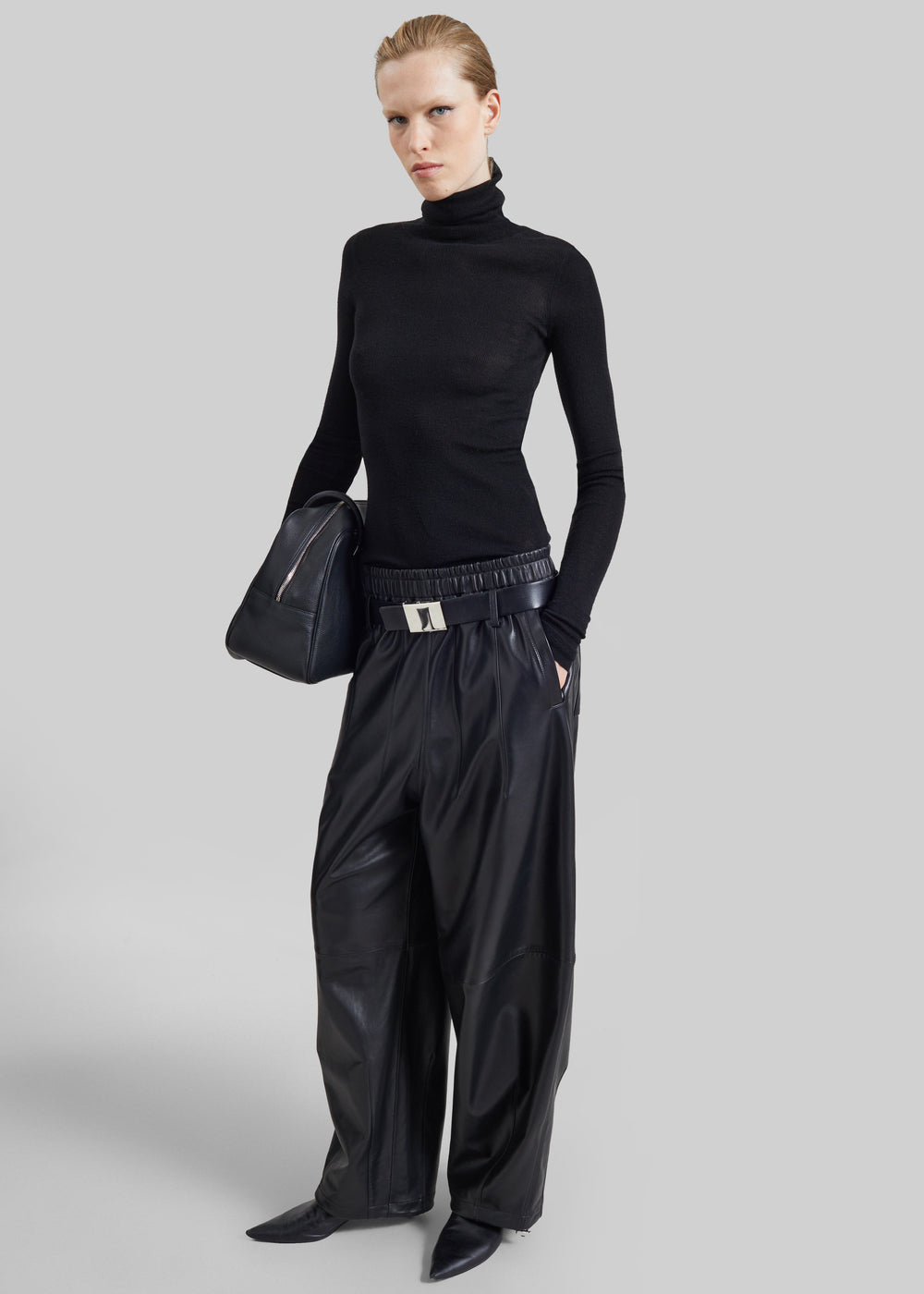Oakdale Leather Track Pants - Black