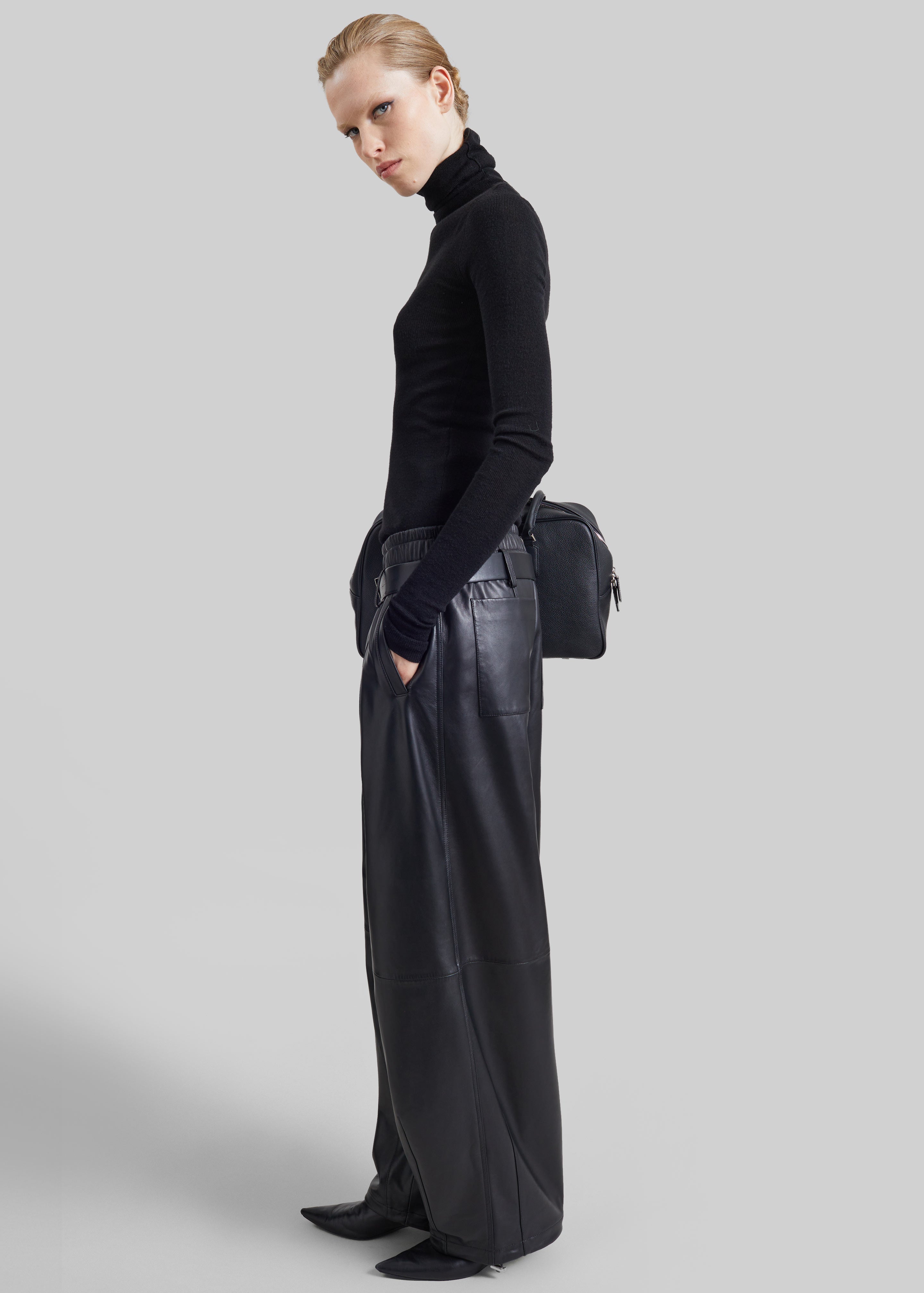 Oakdale Leather Track Pants - Black - 5