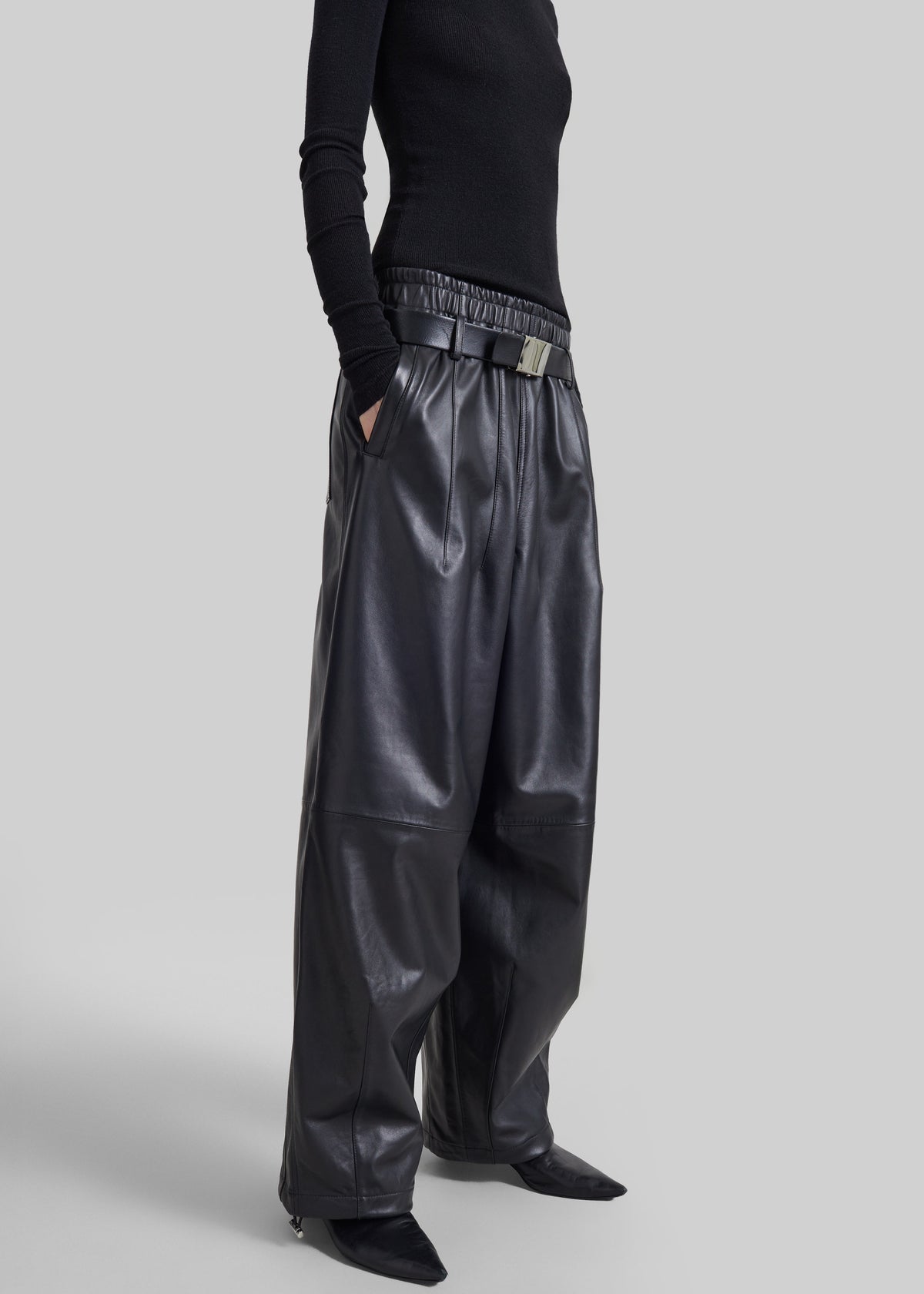 Oakdale Leather Track Pants - Black - 3