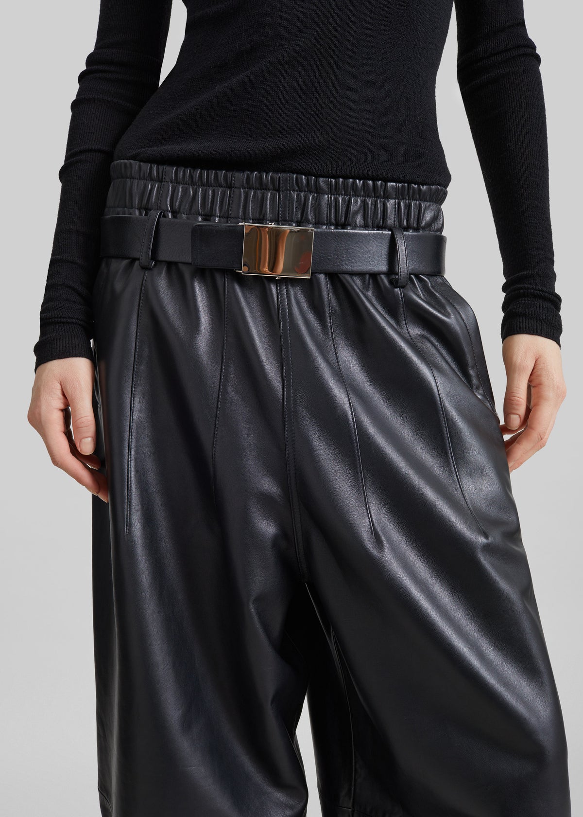Oakdale Leather Track Pants - Black - 2