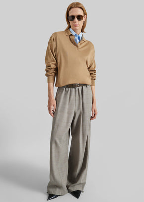 Oakdale Track Pants - Beige Glen Plaid